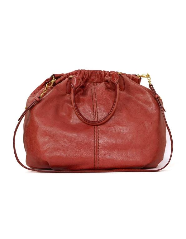 Miu Miu Red Distressed Leather Hobo Bag GHW For Sale at 1stDibs
