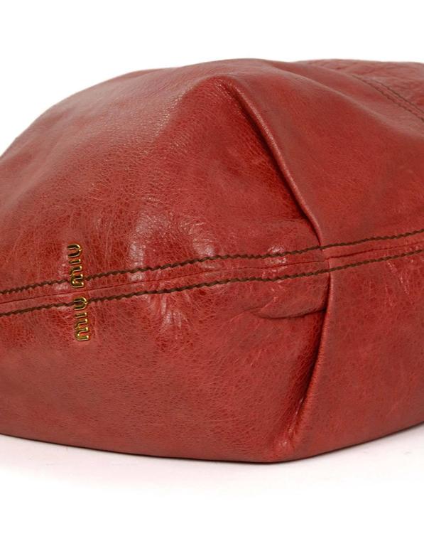 Miu Miu Red Distressed Leather Hobo Bag GHW For Sale at 1stDibs