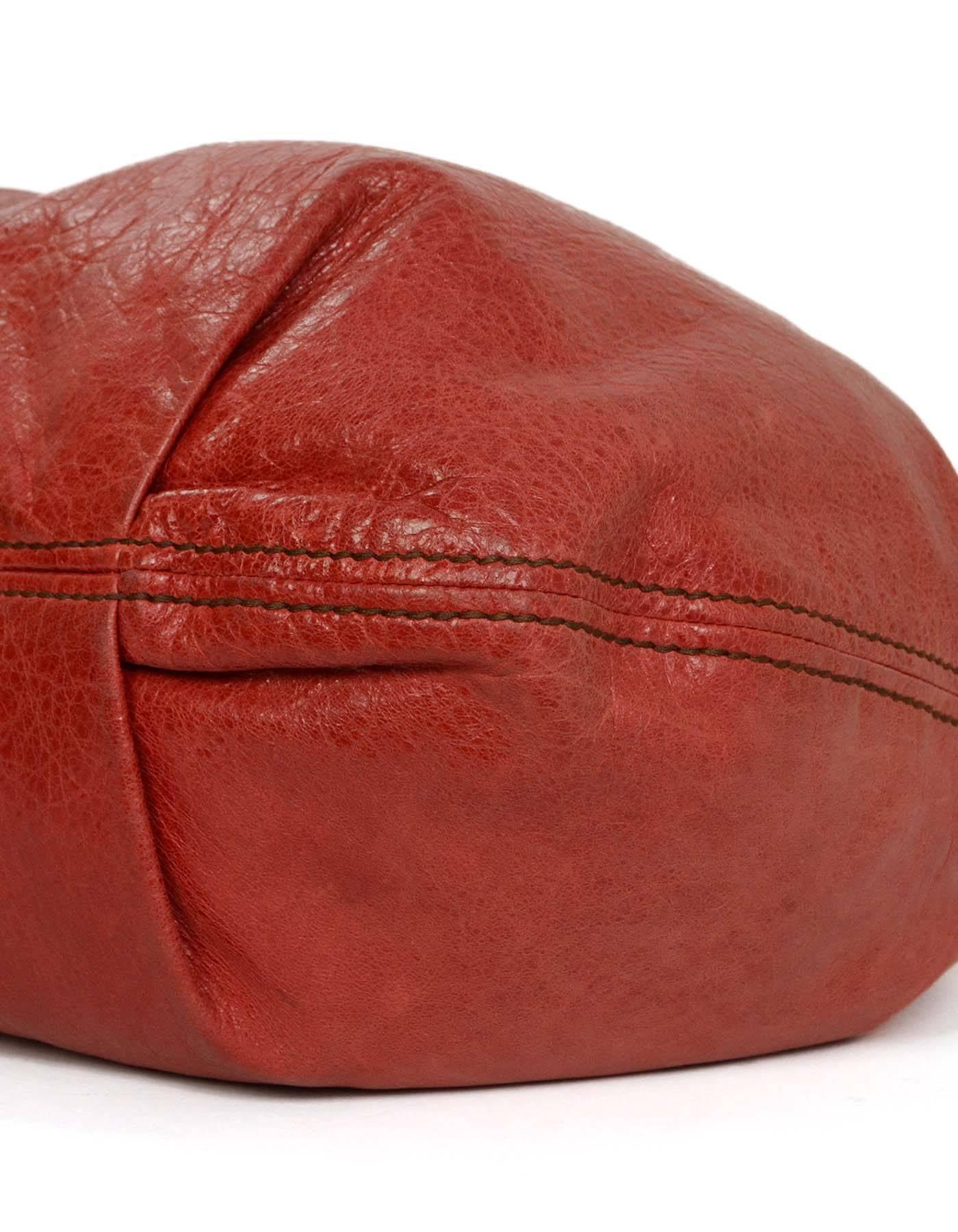 Miu Miu Red Distressed Leather Hobo Bag GHW In Excellent Condition In New York, NY