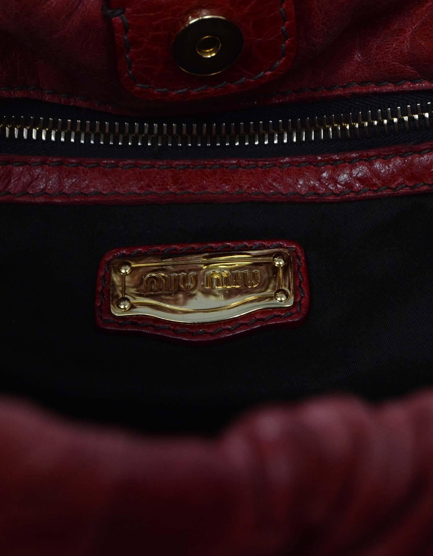 Miu Miu Red Distressed Leather Hobo Bag GHW 1