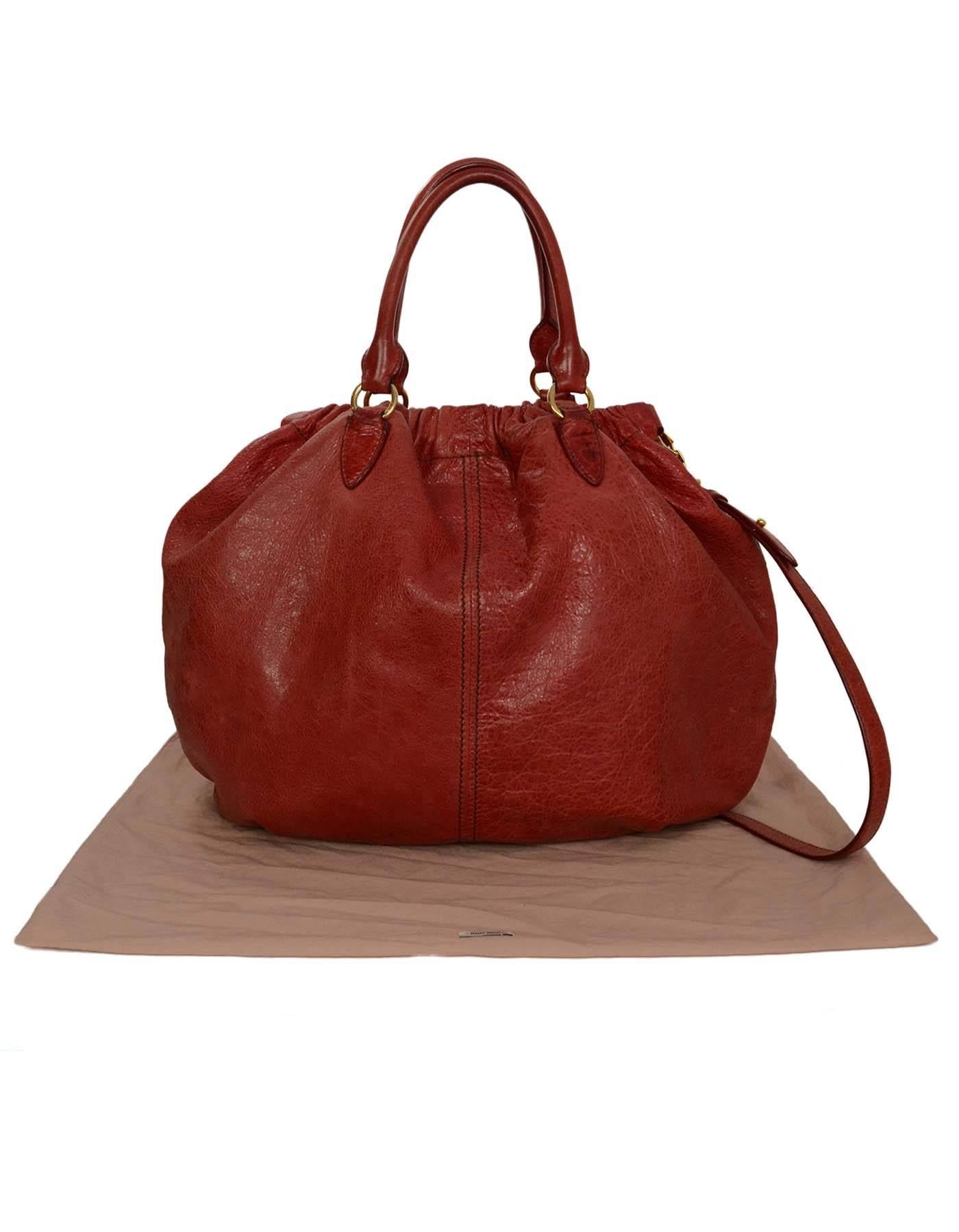 Miu Miu Red Distressed Leather Hobo Bag GHW 3