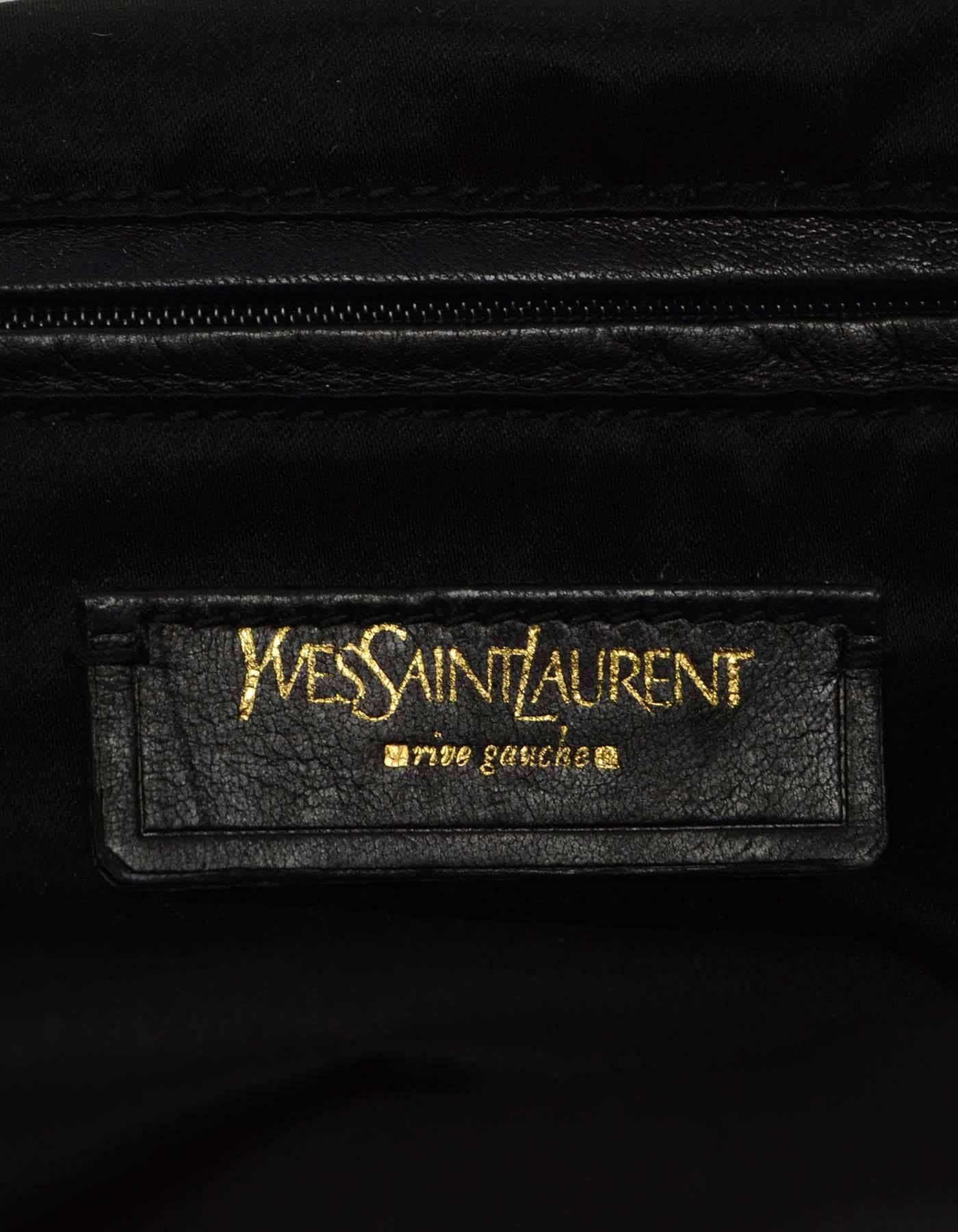 Women's YSL Yves Saint Laurent Rive Gauche Large Black Patent Downtown Bag