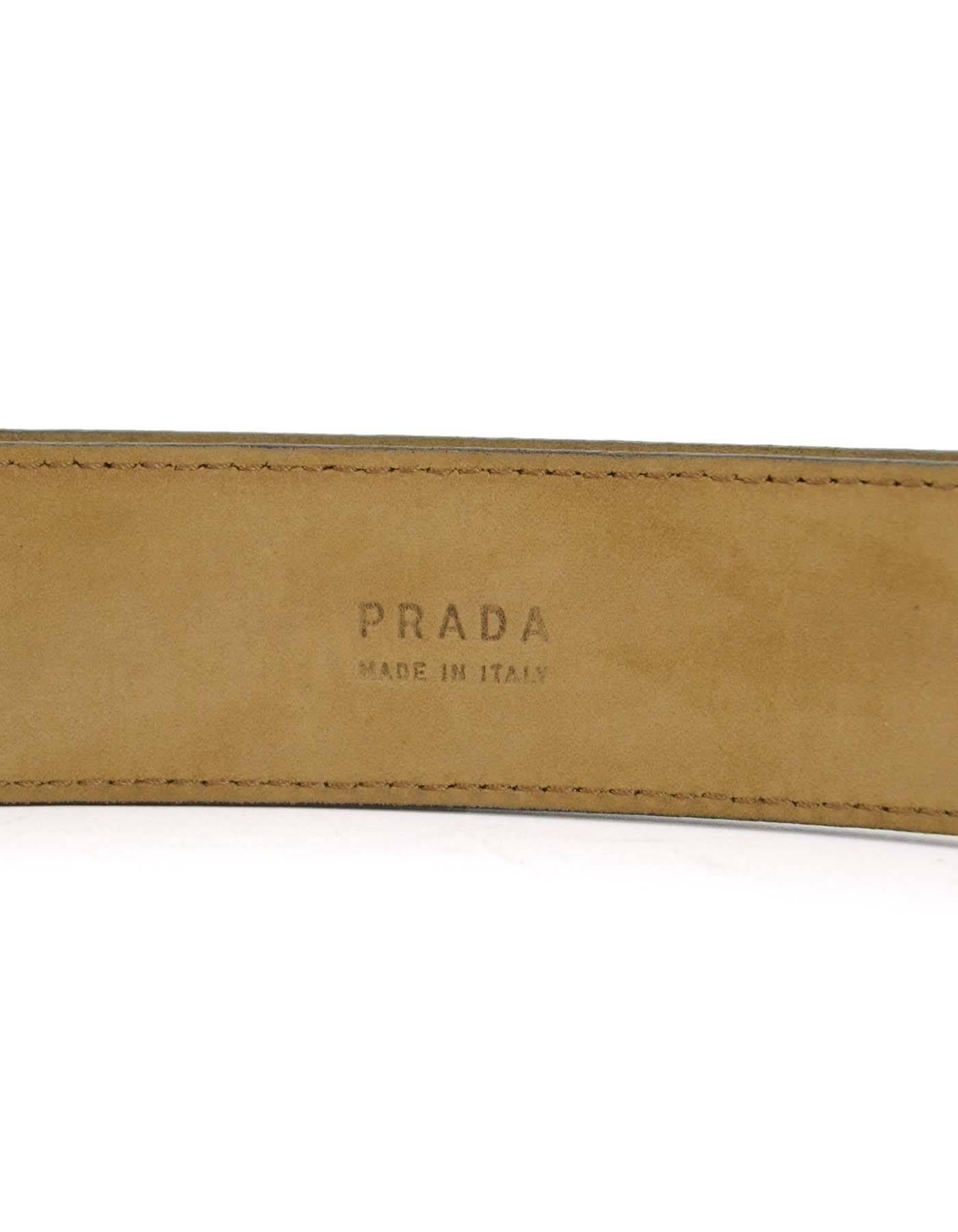 Prada Brown Distressed Leather Belt sz 85 GHW 1