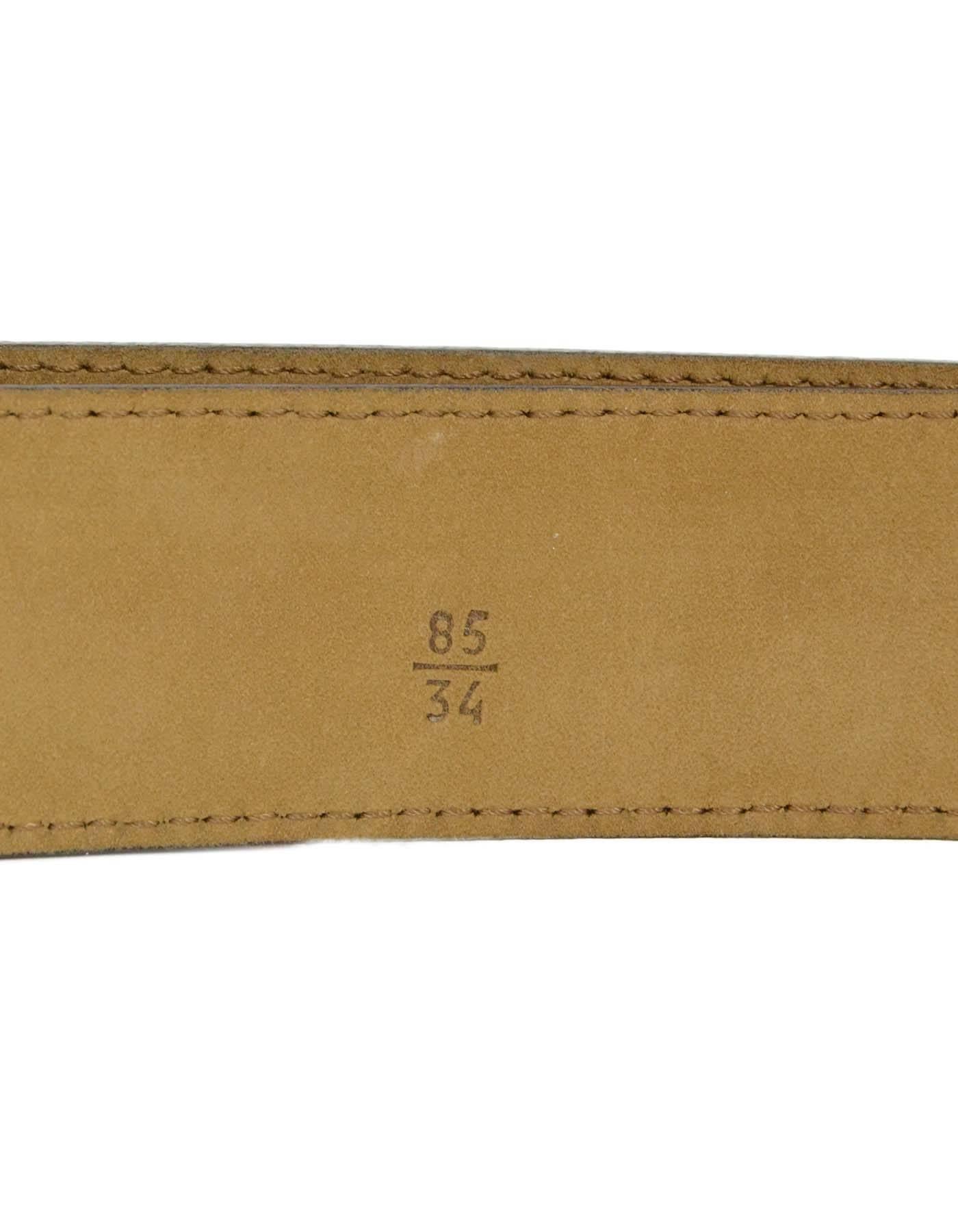 Prada Brown Distressed Leather Belt sz 85 GHW 2