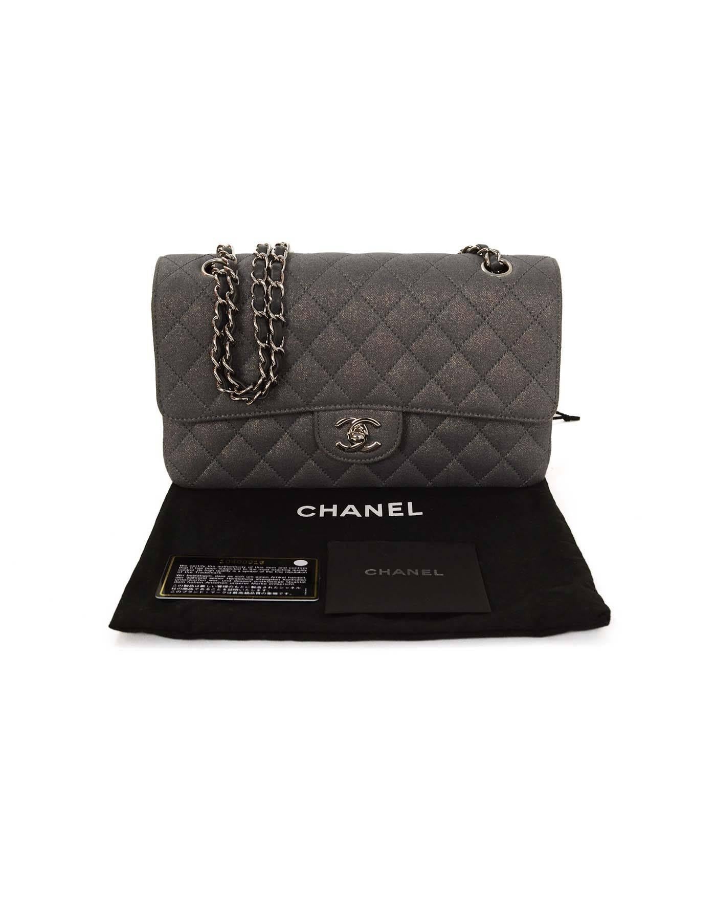 Women's Chanel Metallic Grey Quilted Fabric 10