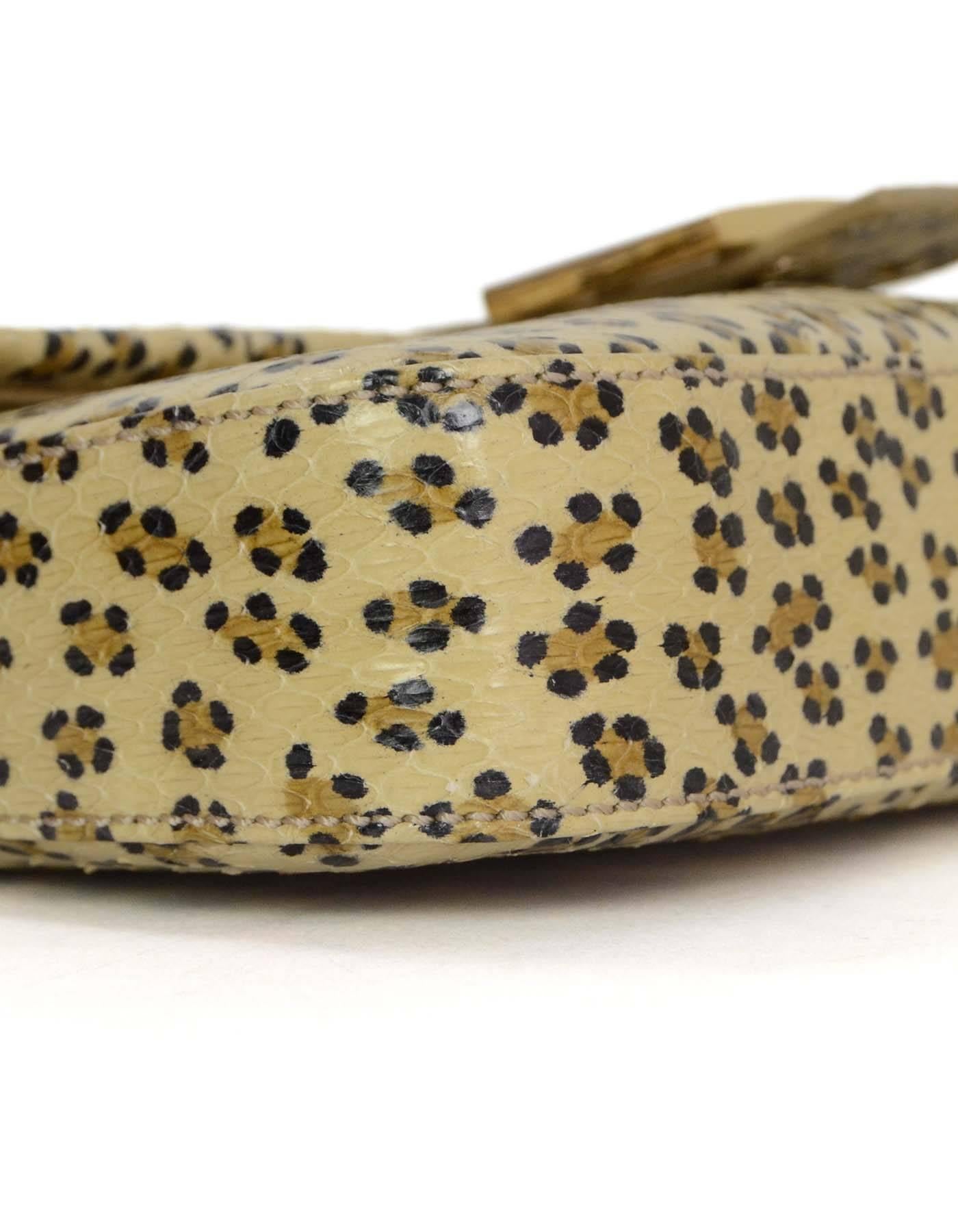 Women's Fendi Beige Leopard Printed Python Baguette/Clutch GHW