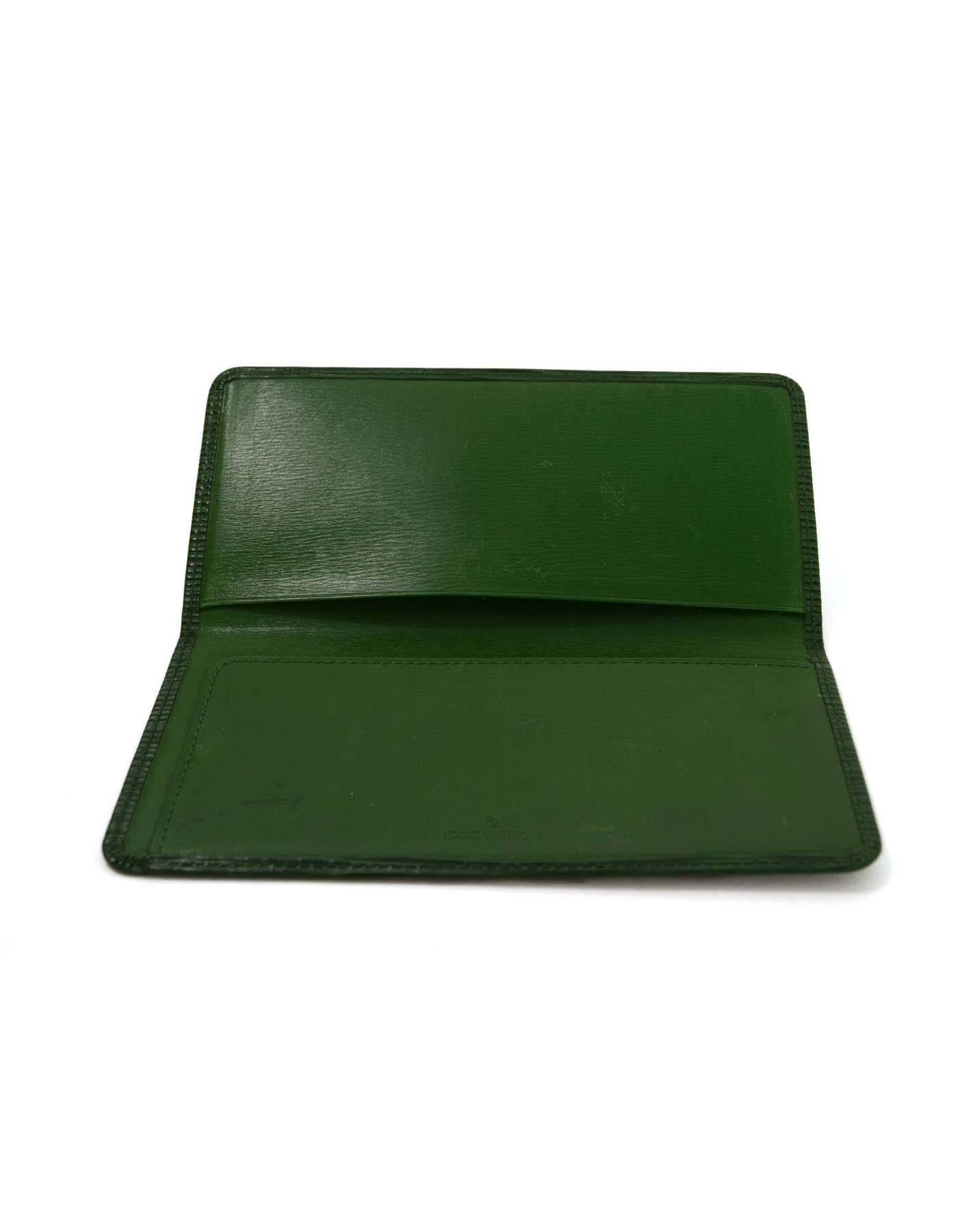 Black Louis Vuitton Vintage '90 Green Epi Checkbook Holder
