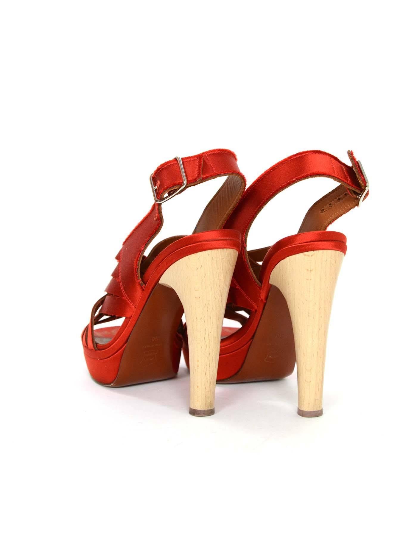 Lanvin Red Satin Strappy Sandals sz 38 1