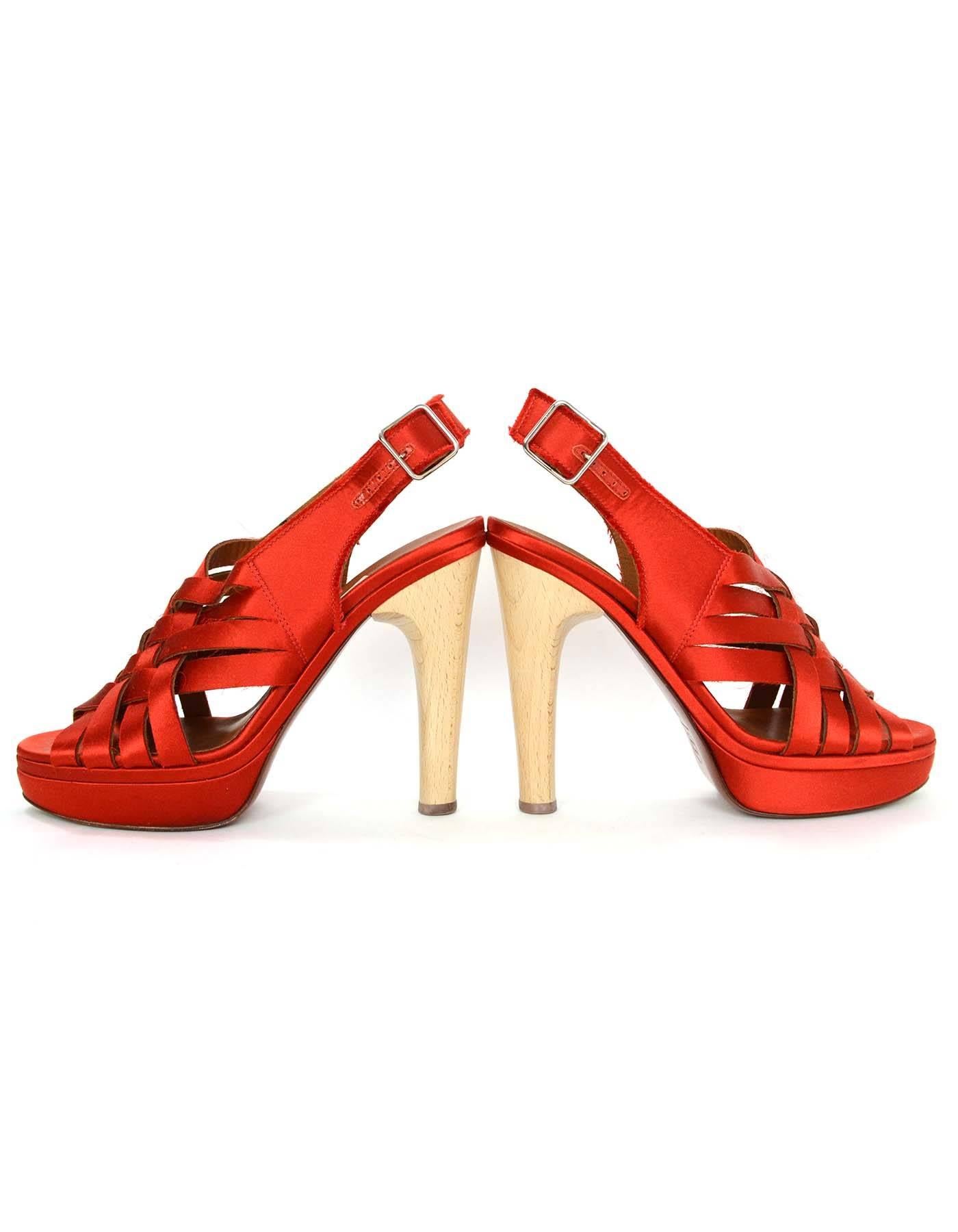 Lanvin Red Satin Strappy Sandals sz 38 2