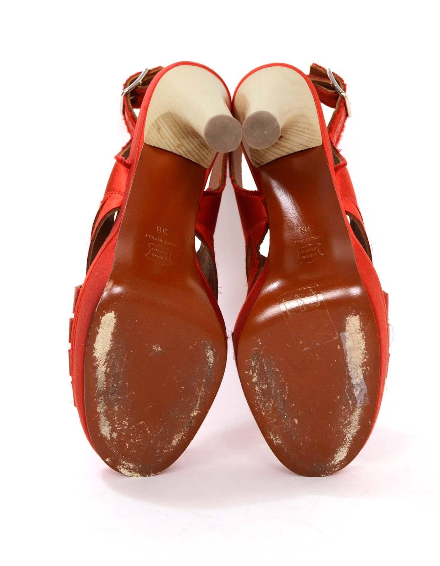Lanvin Red Satin Strappy Sandals sz 38 3