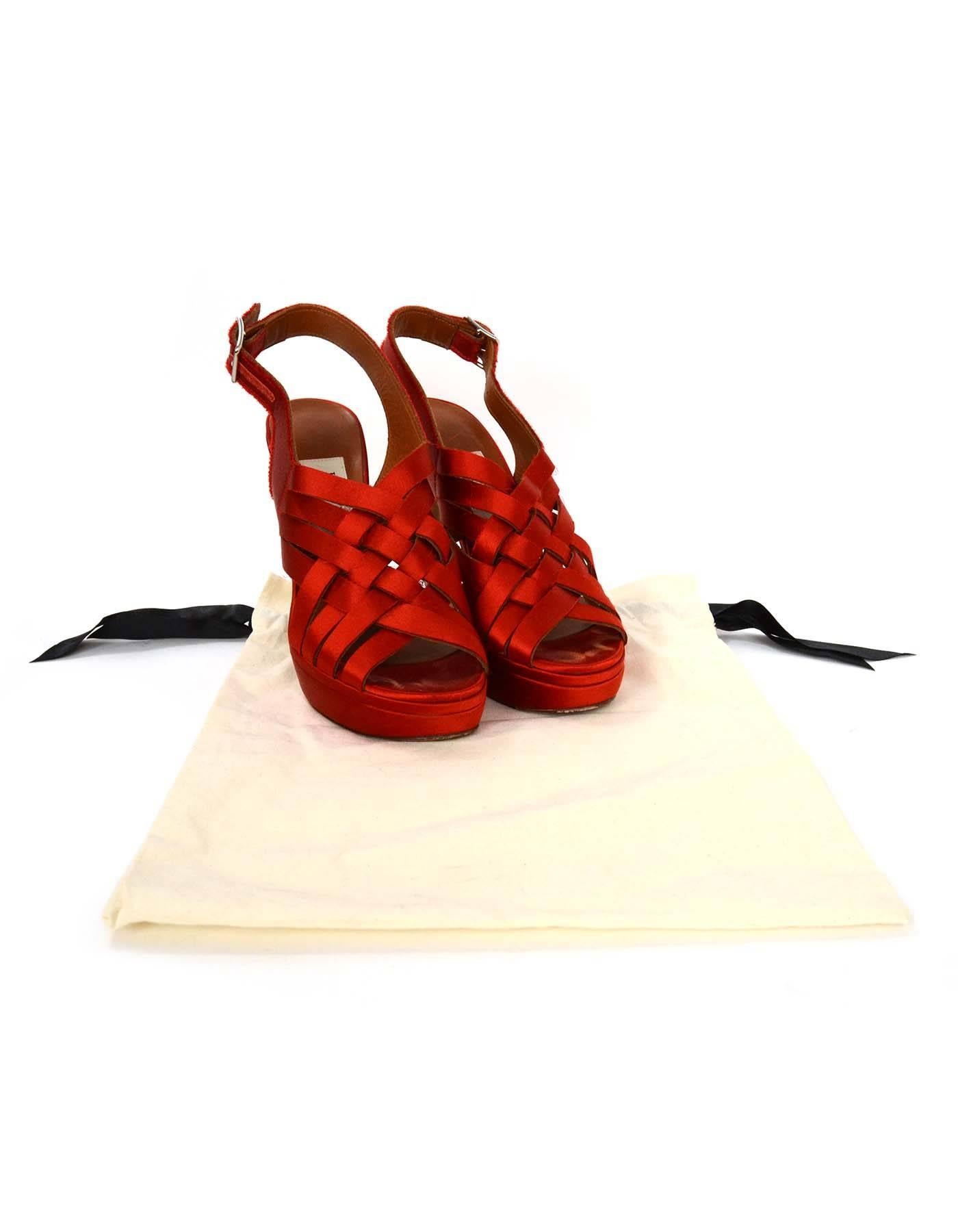 Lanvin Red Satin Strappy Sandals sz 38 4