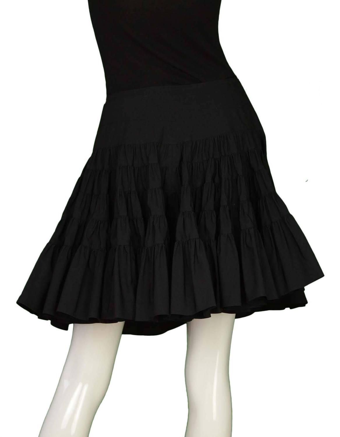 Alaia Black Tiered Ruffle Wrap Skirt sz 42 For Sale at 1stdibs