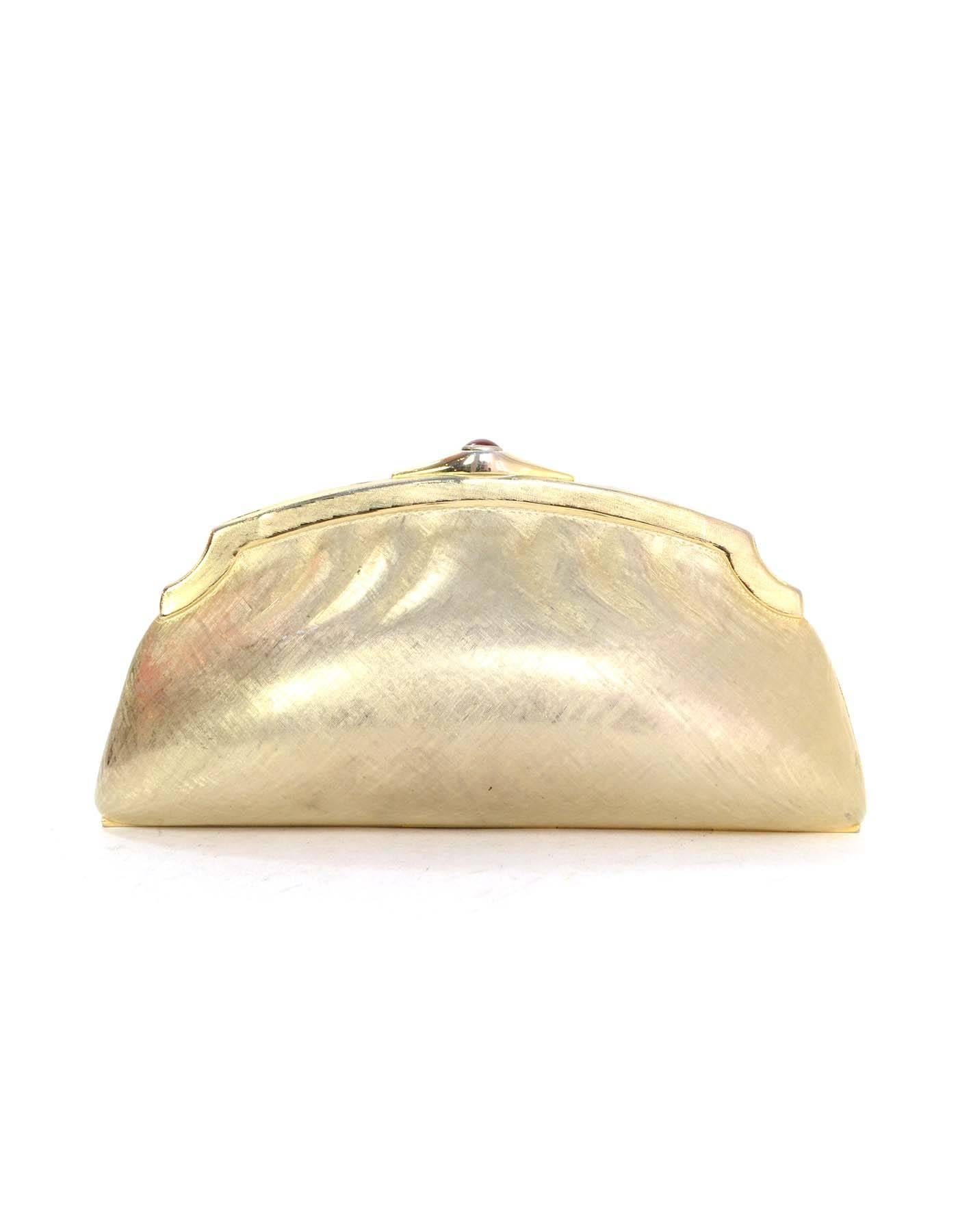 Judith Leiber Textured Gold Clutch Bag GHW In Good Condition In New York, NY