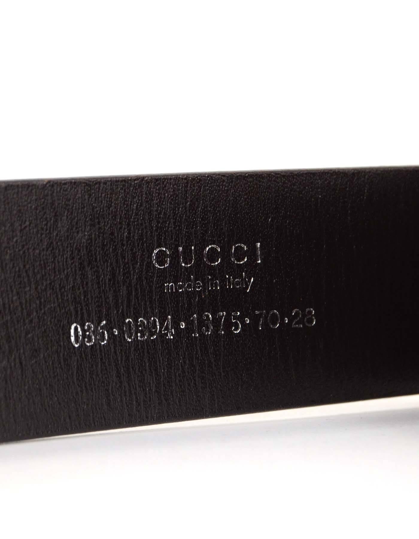 Women's Gucci Black Leather Logo Belt sz 36 SHW 