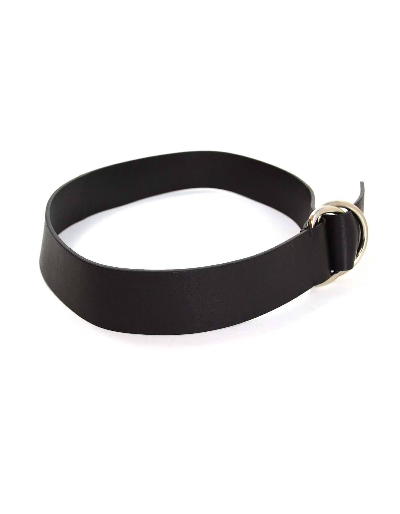 Prada Black Leather Belt sz 85 SHW In Excellent Condition In New York, NY