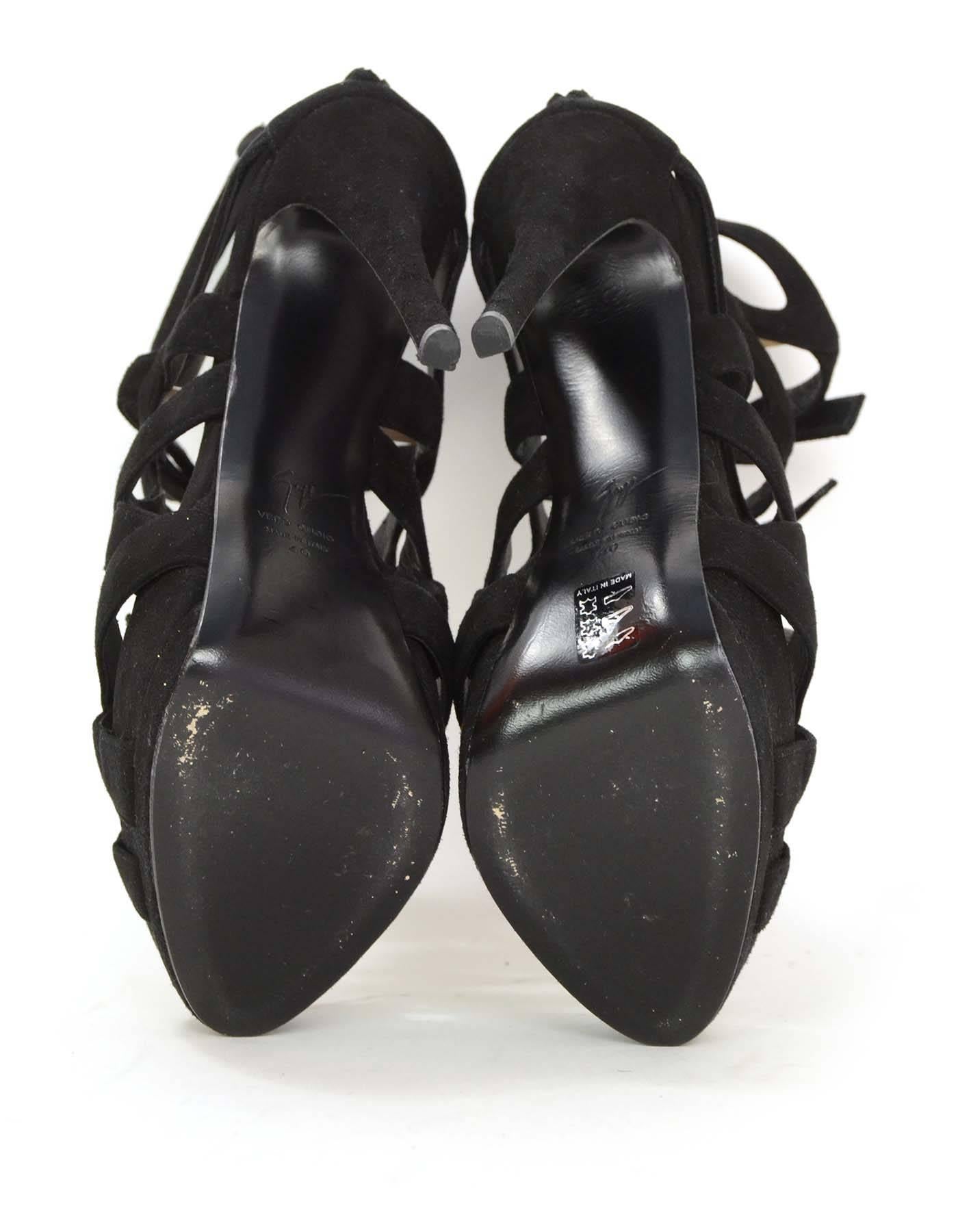 Giuseppe Zanotti Black Suede Strappy Platform Sandals sz 40 2