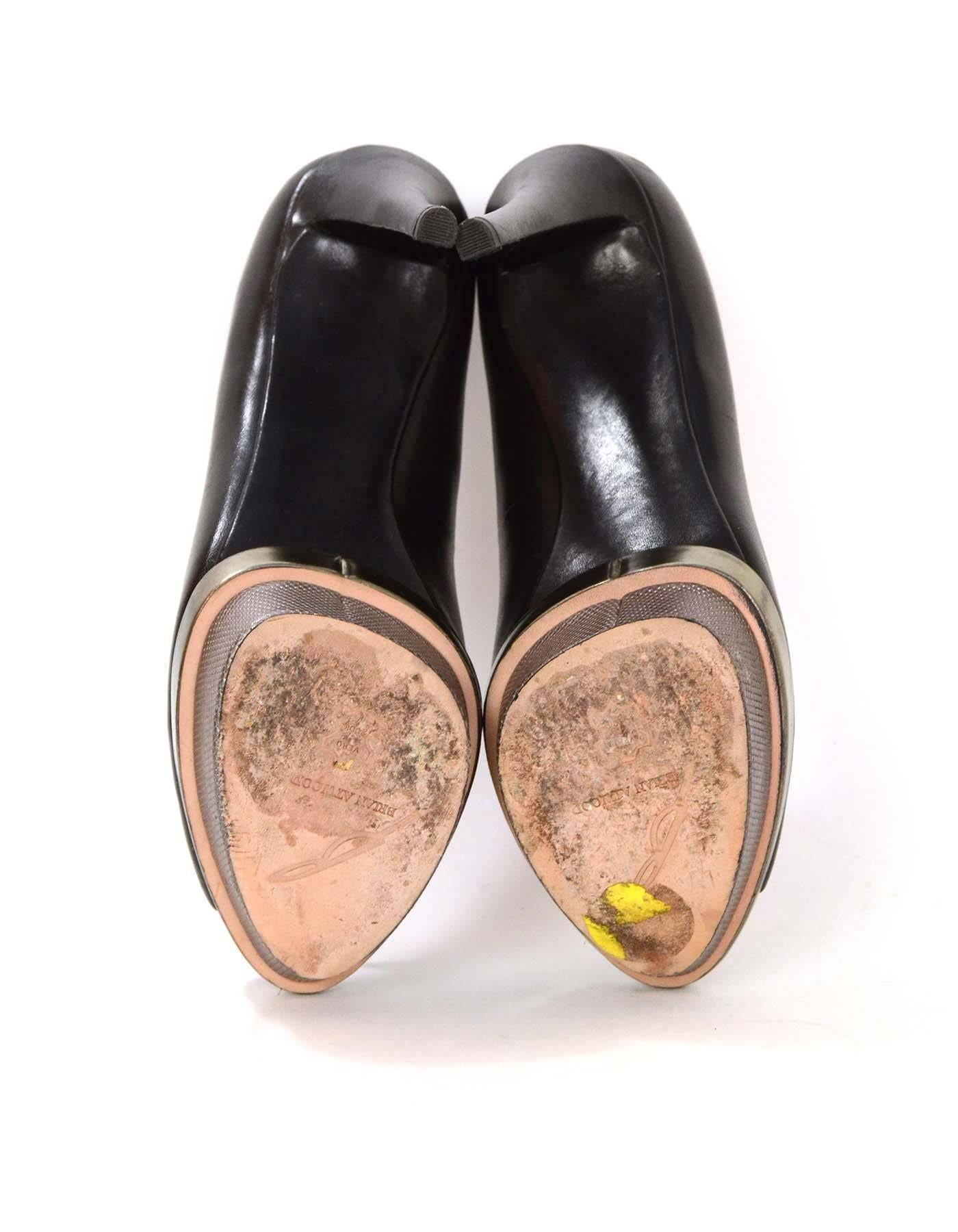 Brian Atwood Black Leather Peep-Toe Platform Pumps sz 6 3