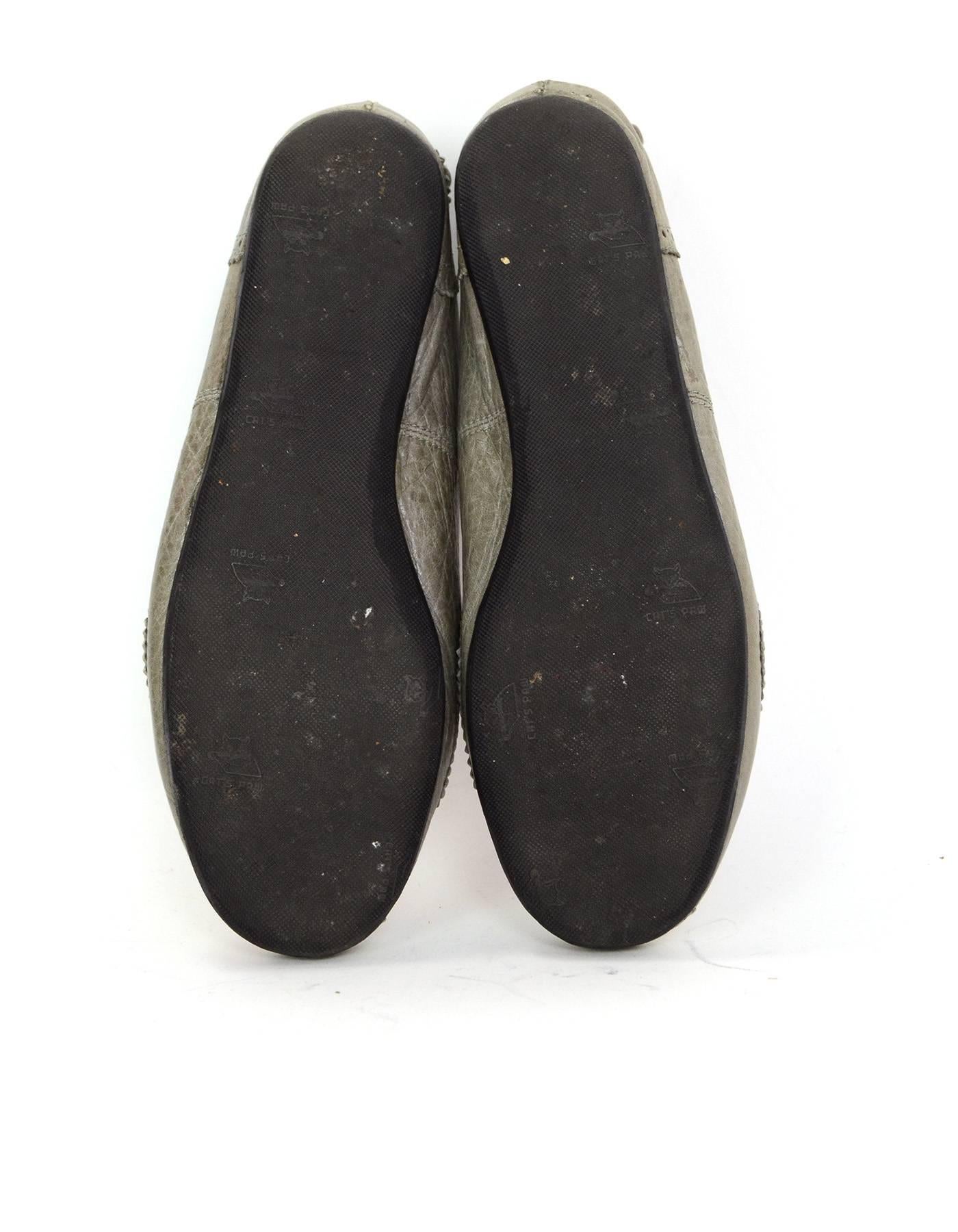 Balenciaga Grey Distressed Leather Flats sz IT37 2