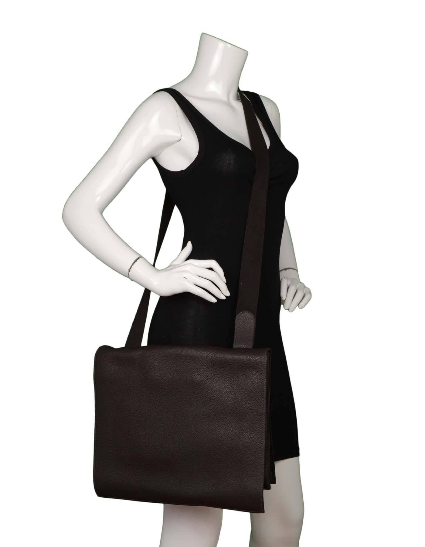 Hermes Rare Brown Clemence Leather 38cm Yohji Yamamoto Messenger Bag 1