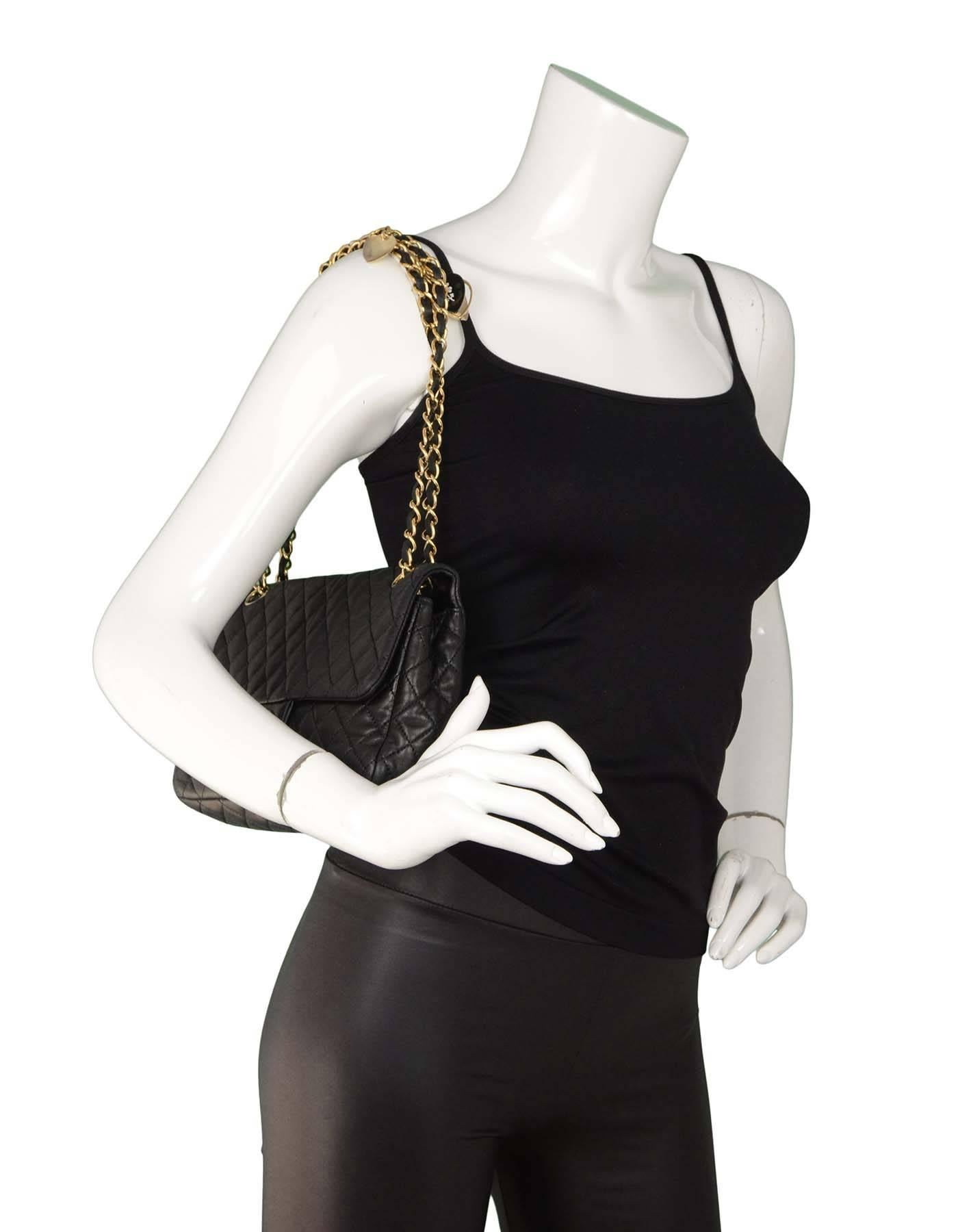 Chanel Black Quilted Lambskin Valentine Charm Flap Bag GHW 2