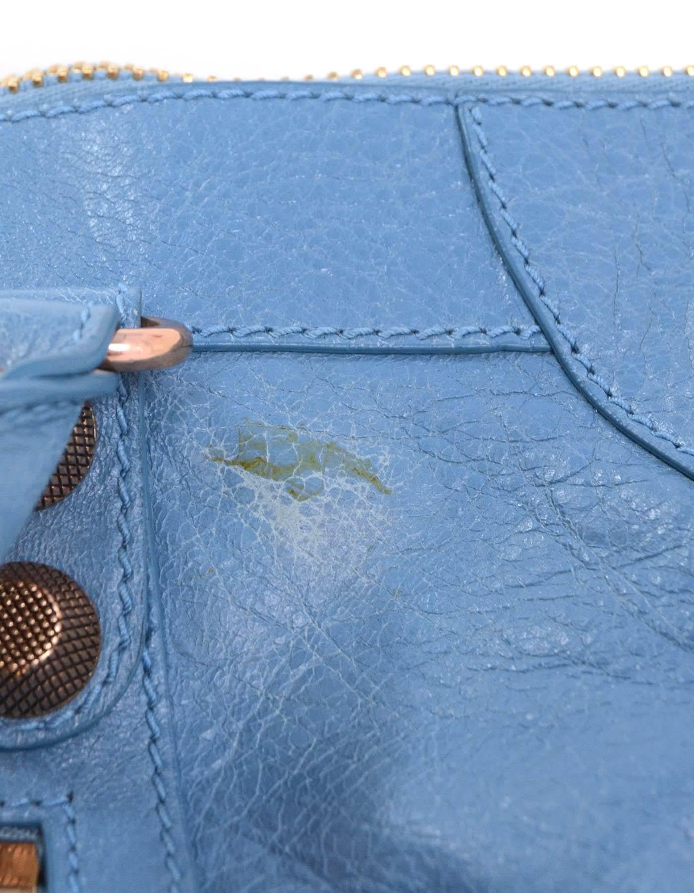 Balenciaga Blue Lambskin Leather Rose Gold Giant 12 Work Tote Bag  4