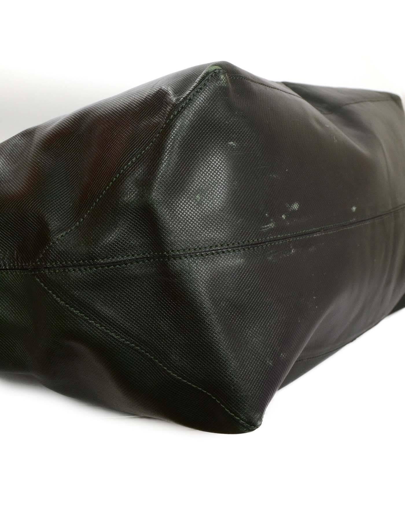 Black Bottega Veneta Vintage Forest Green Leather XL Weekend Tote Bag