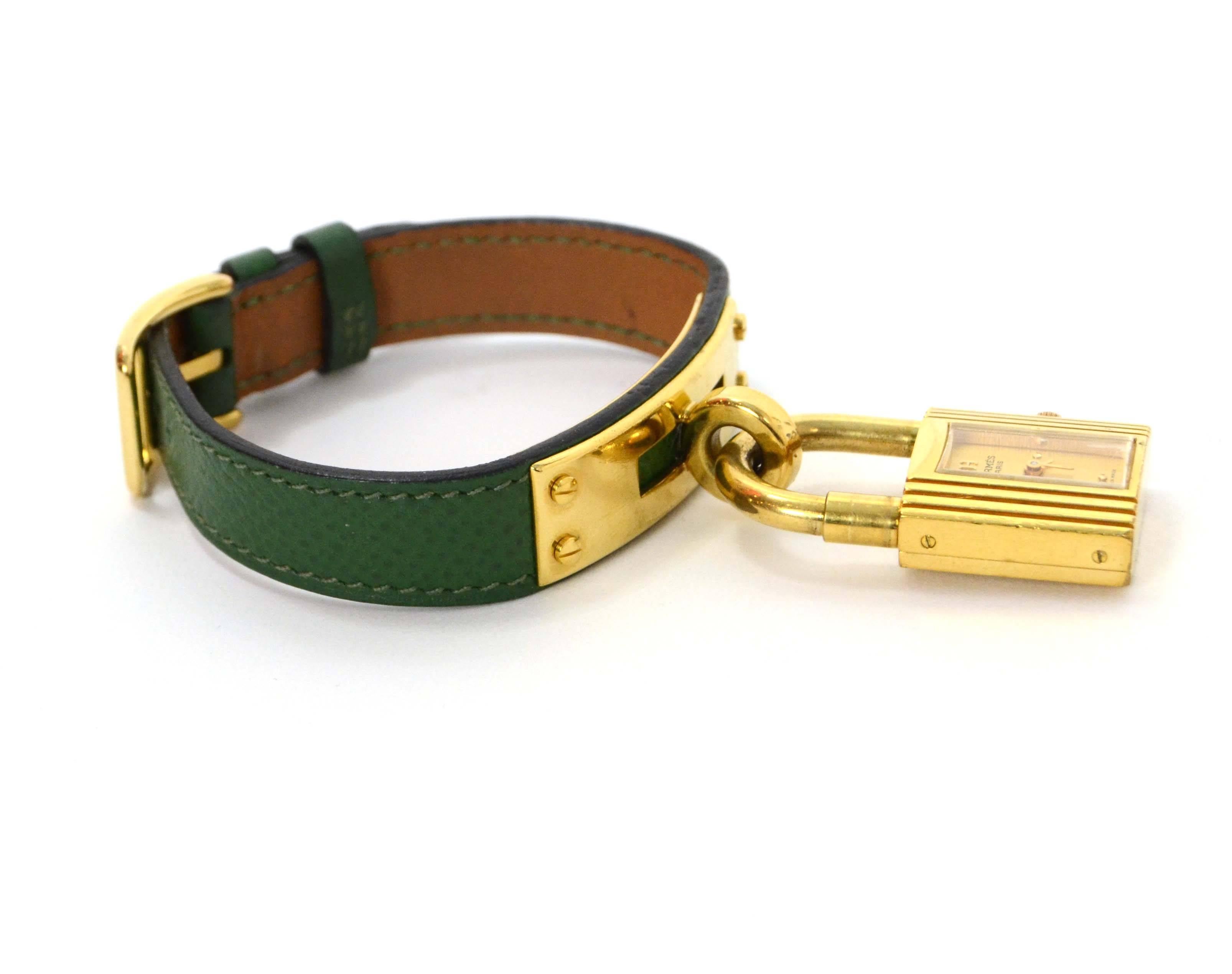 Women's or Men's Hermes Vintage '94 Green Epsom Goldtone Kelly Watch 