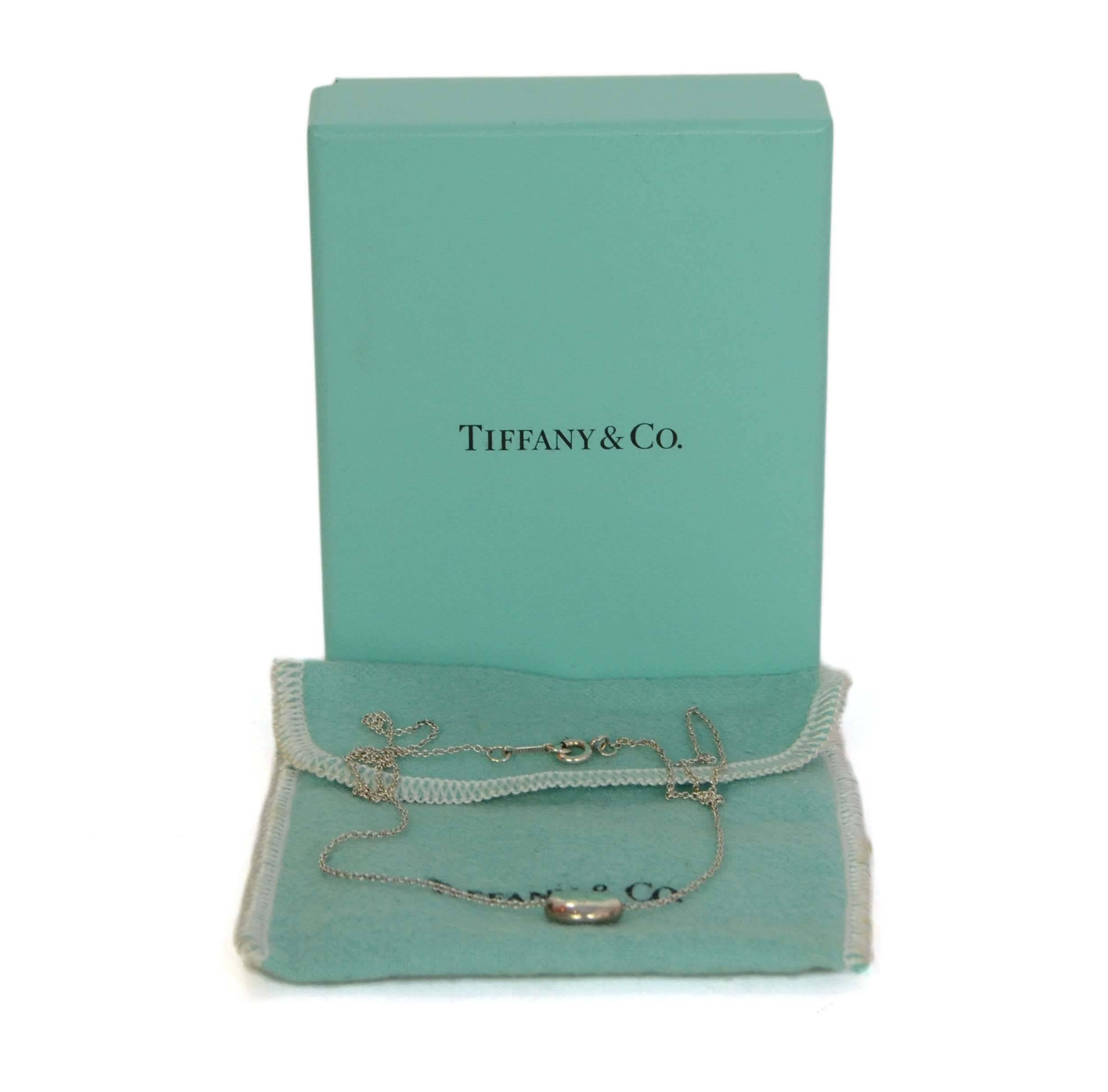 Tiffany and Co Sterling Silver Elsa Peretti Bean Necklace at 1stDibs