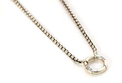 David Yurman Sterling Chain Link O Pendant Necklace