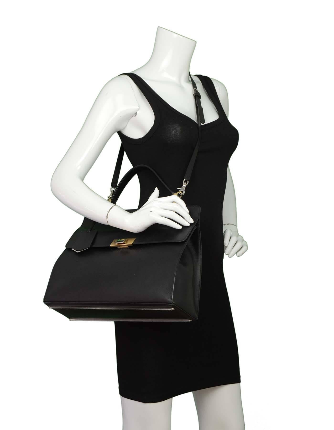Balenciaga Black Calfskin Leather Le Dix Cartable M Satchel Bag GHW 6