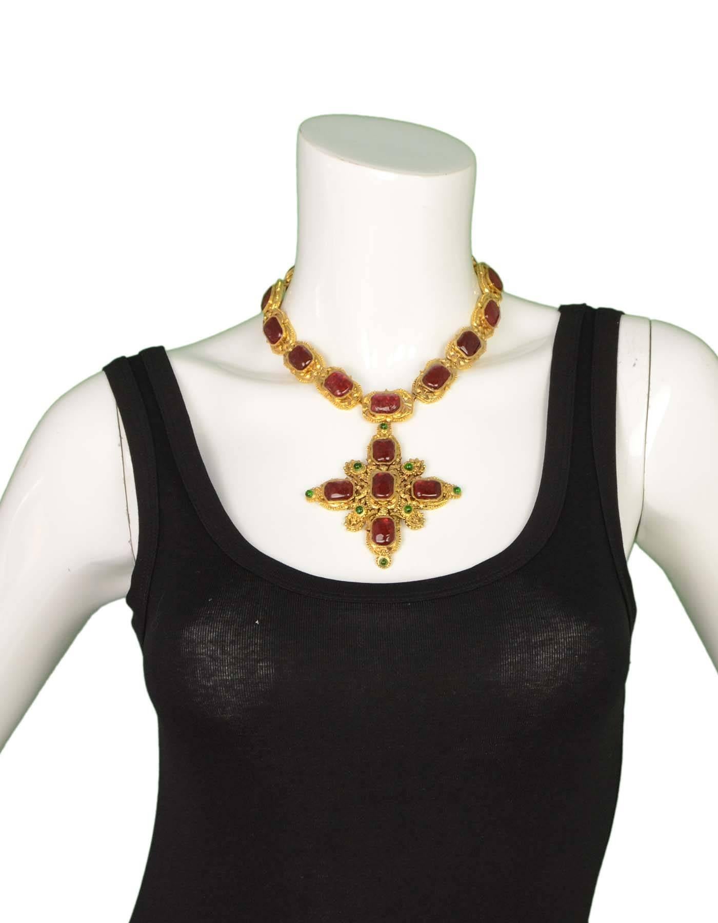 Chanel Vintage '70s-'80s Gripoix Maltese Cross Necklace In Excellent Condition In New York, NY