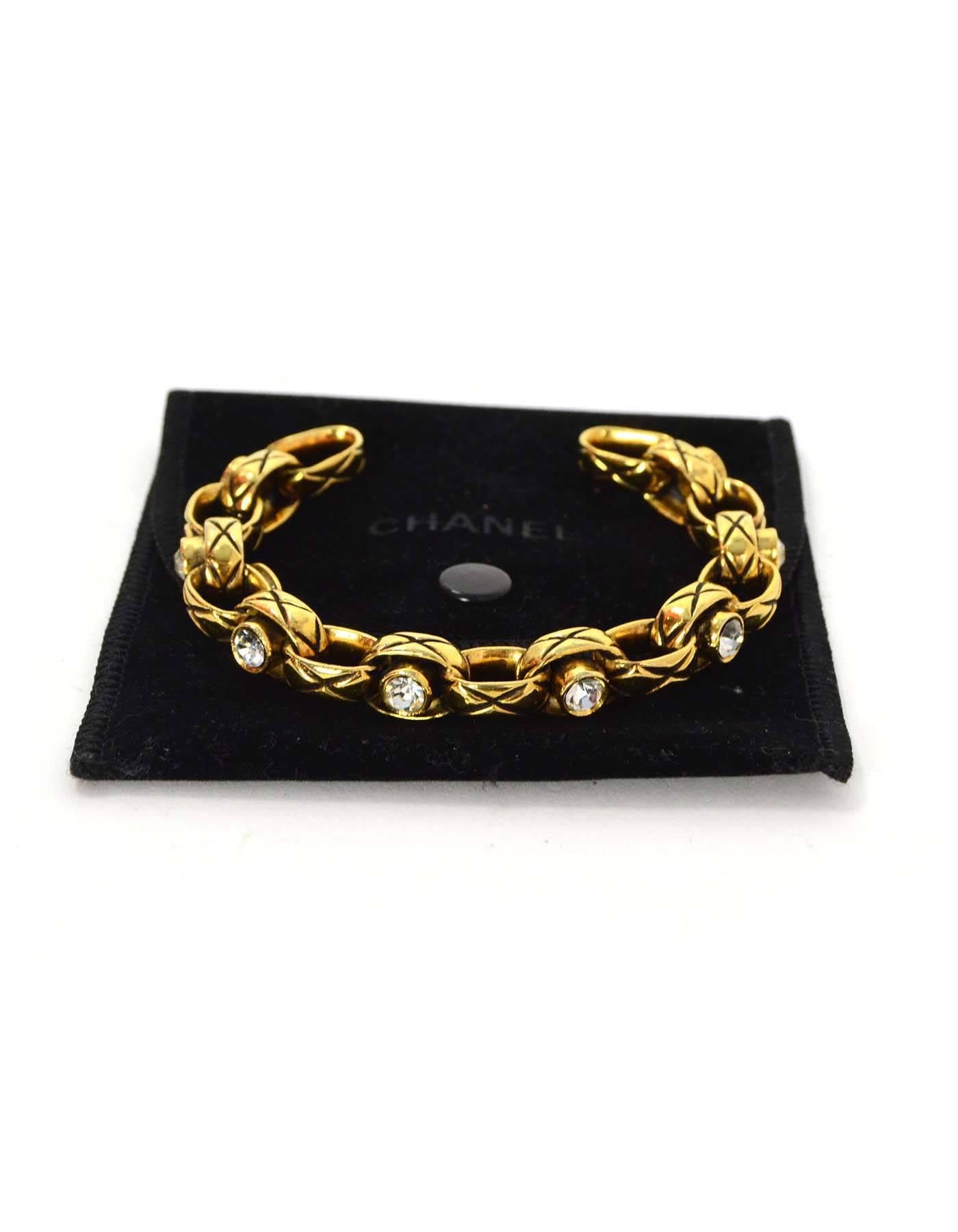 Chanel Vintage '86 Crystal & Gold Cuff Bracelet 1