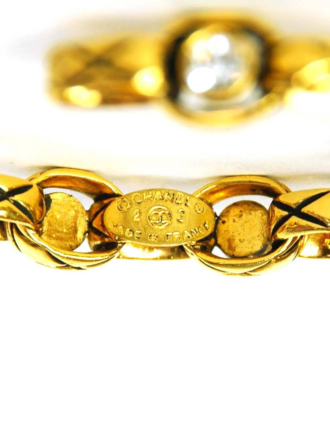 Women's Chanel Vintage '86 Crystal & Gold Cuff Bracelet