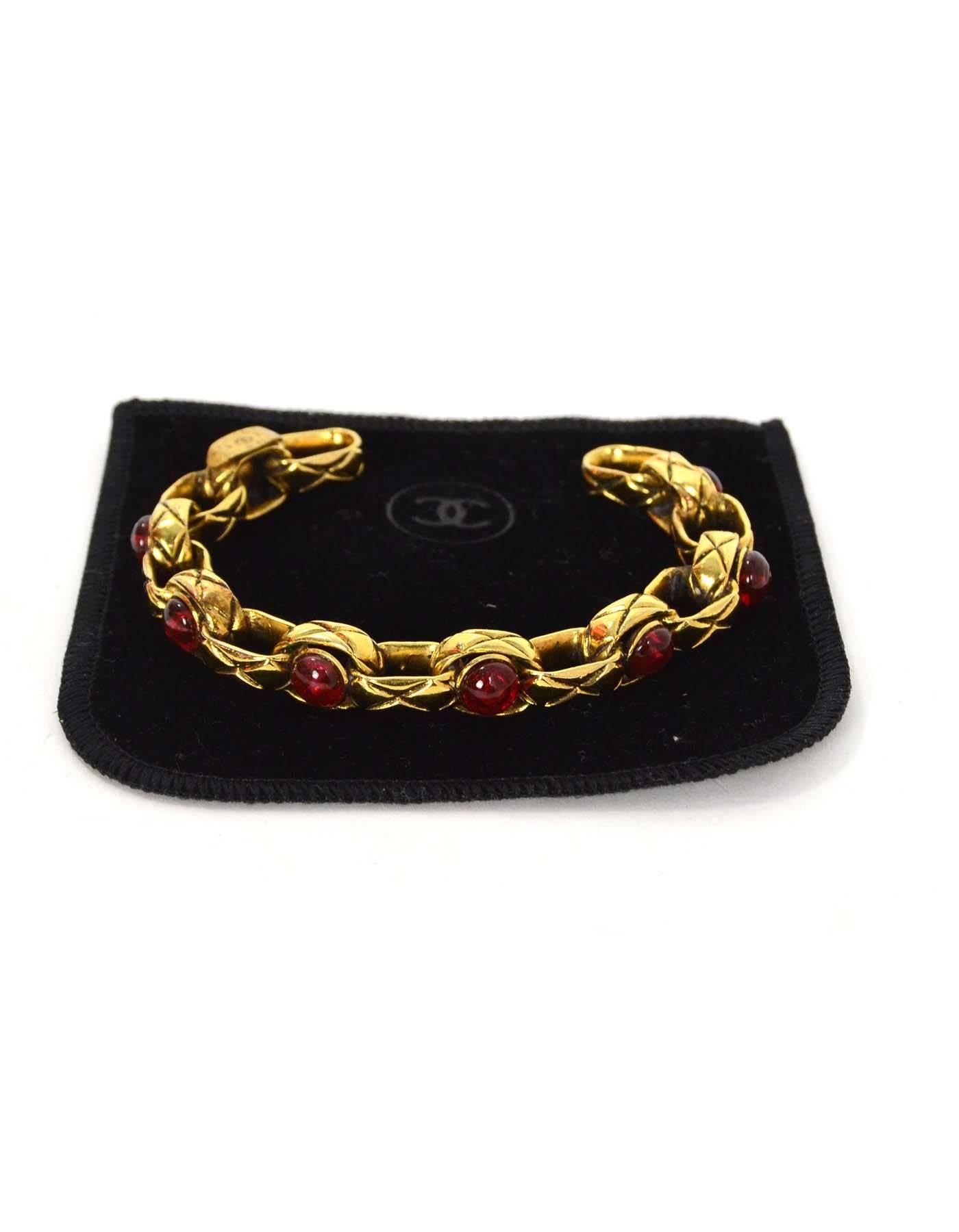 Chanel Vintage '86 Red Gripoix & Gold Cuff Bracelet 2