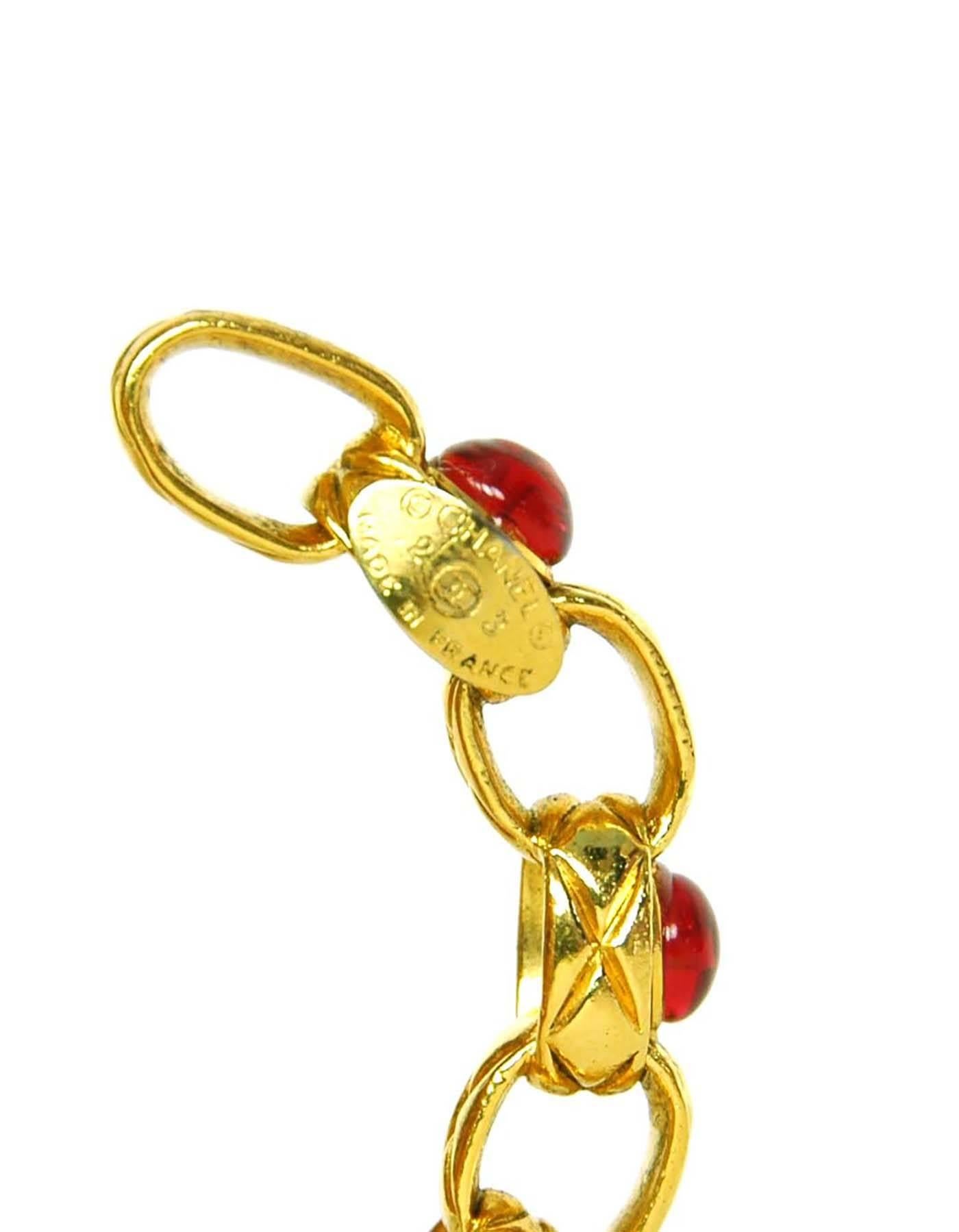 Women's Chanel Vintage '86 Red Gripoix & Gold Cuff Bracelet
