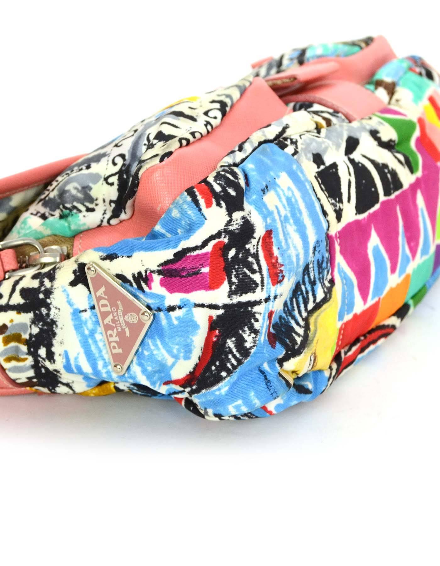 Beige Prada Multi-Colored Nylon Venice Collection Bag SHW