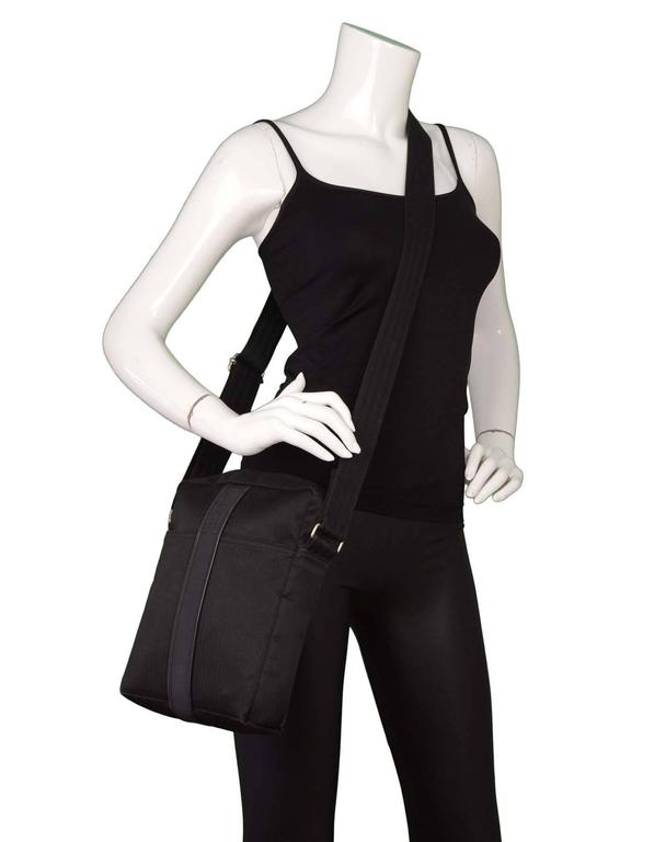 Hermes Black Canvas and Leather Acapulco Messenger Bag PHW For Sale at