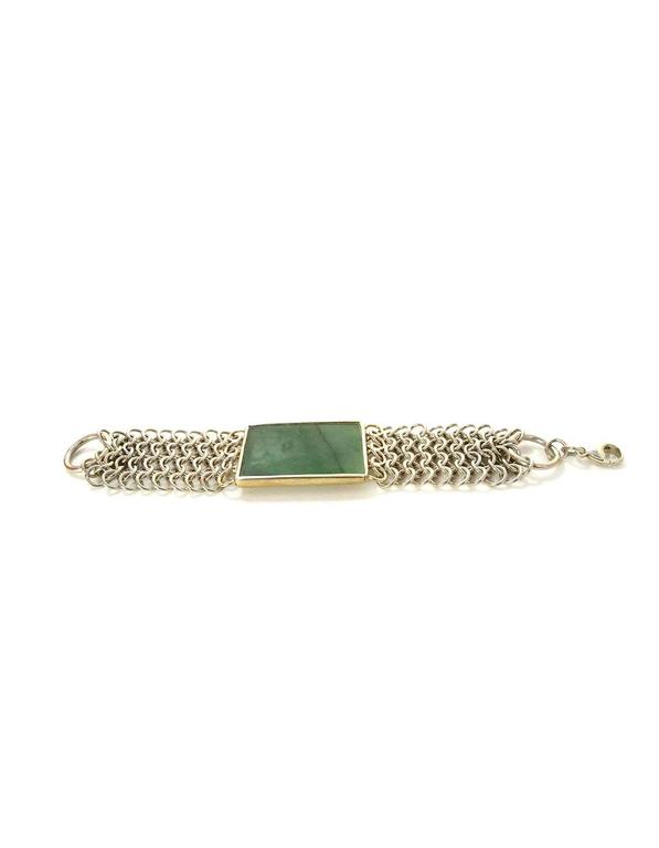Versani Sterling Chain Link and Green Stone Bracelet For Sale at ...