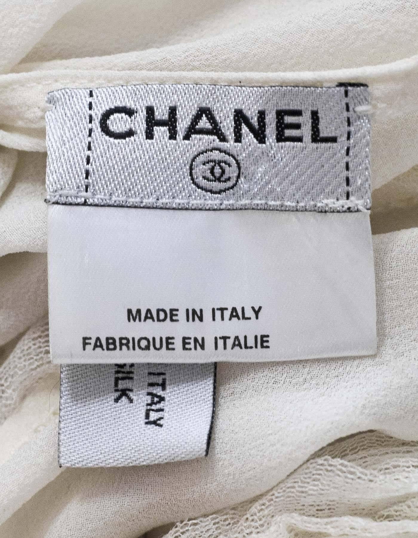 Women's Chanel Sheer Ivory Silk Halter Top Sz 38