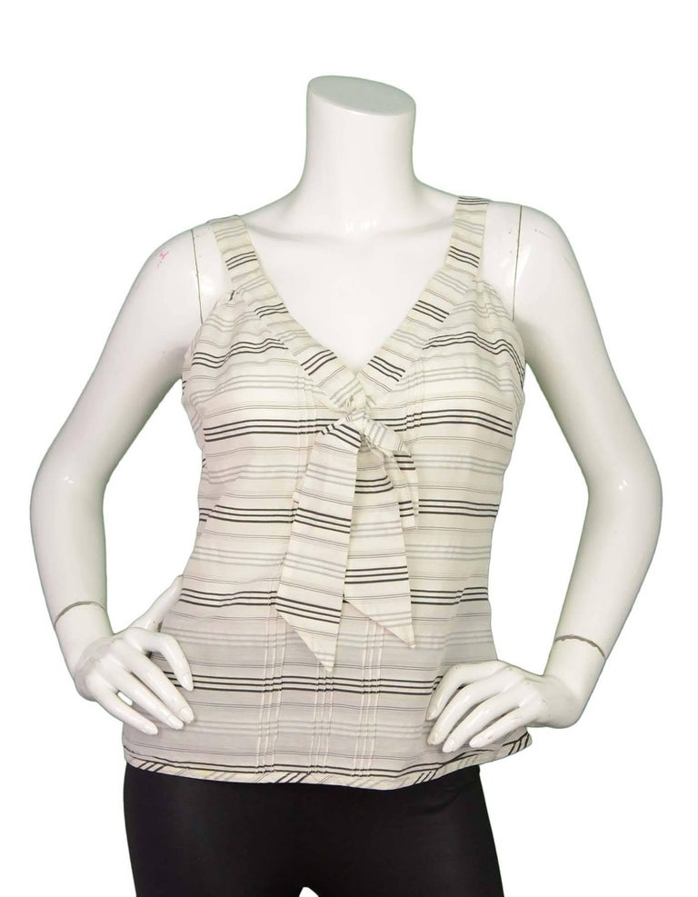 Chanel Black and White Tank Top with Bow Sz 40 For Sale at 1stDibs