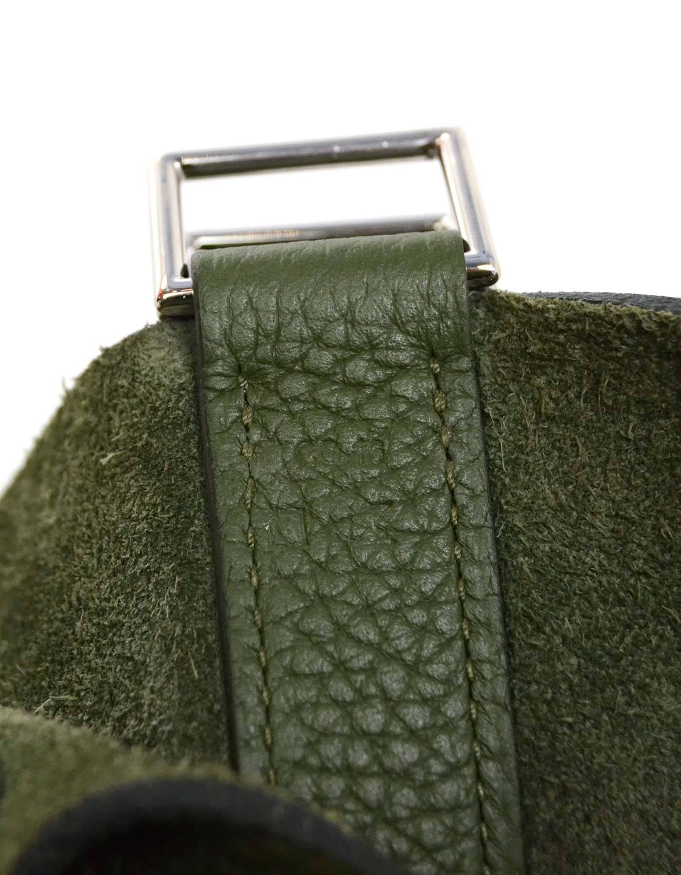 Hermes Olive Green Clemence Leather XL Picotin Lock TGM Bag PHW rt. $3, 675 In Excellent Condition In New York, NY