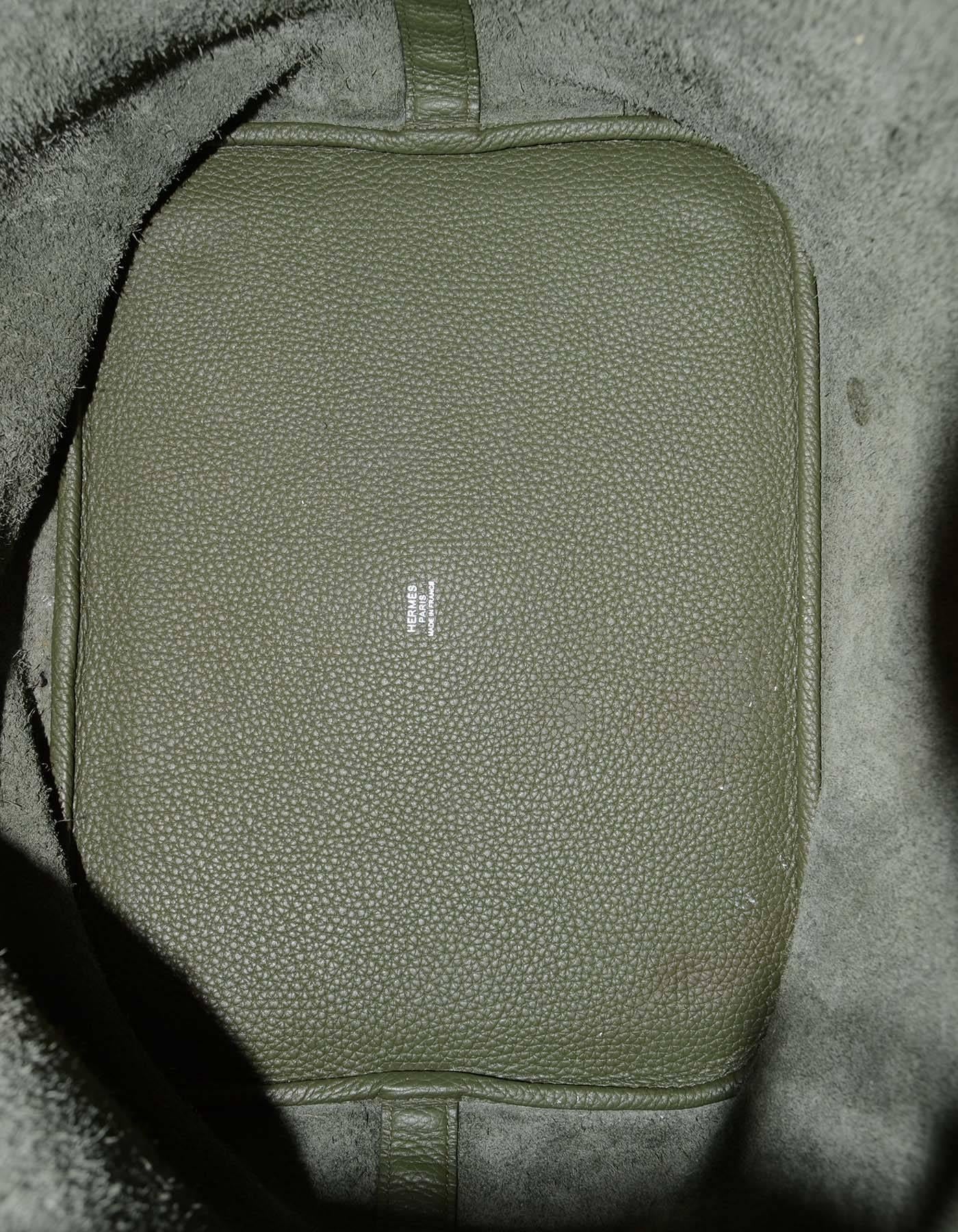 Women's Hermes Olive Green Clemence Leather XL Picotin Lock TGM Bag PHW rt. $3, 675