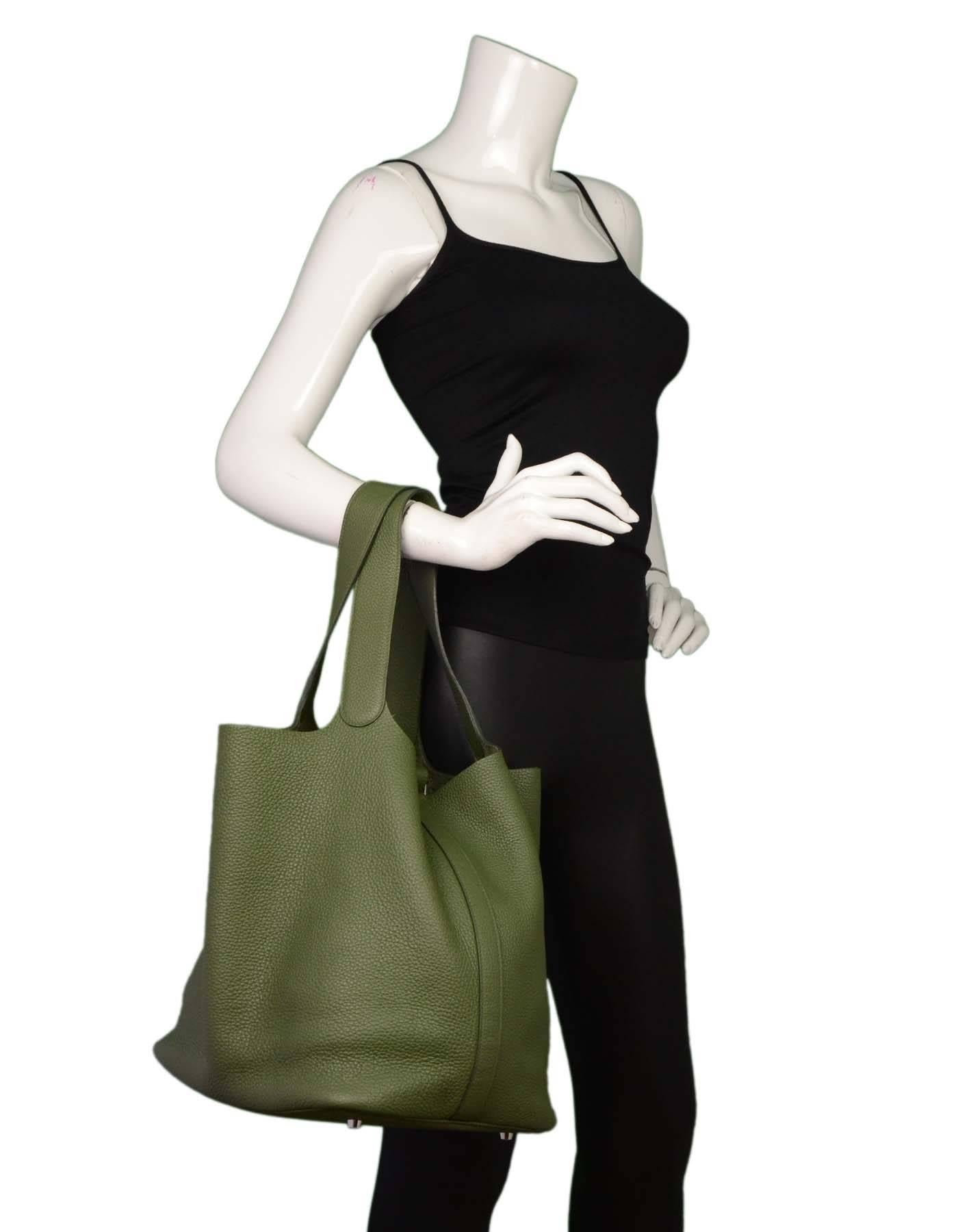 Hermes Olive Green Clemence Leather XL Picotin Lock TGM Bag PHW rt. $3, 675 1