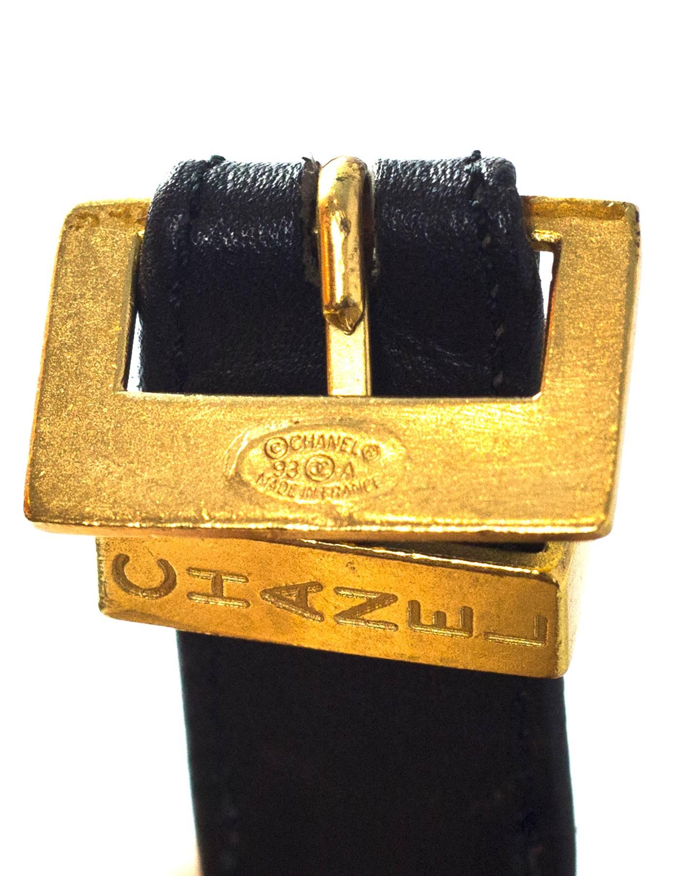 Women's Chanel Vintage '93 Black Leather Woven Chain Link Belt sz 75