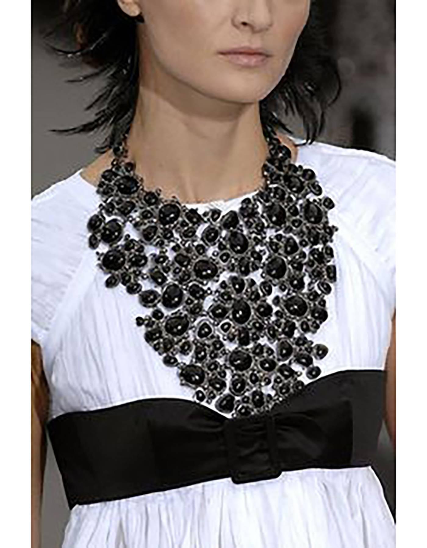 Chanel 2011 Runway Black & Grey Glass/Rhinestone Bib Necklace rt. $12k+ For Sale 1