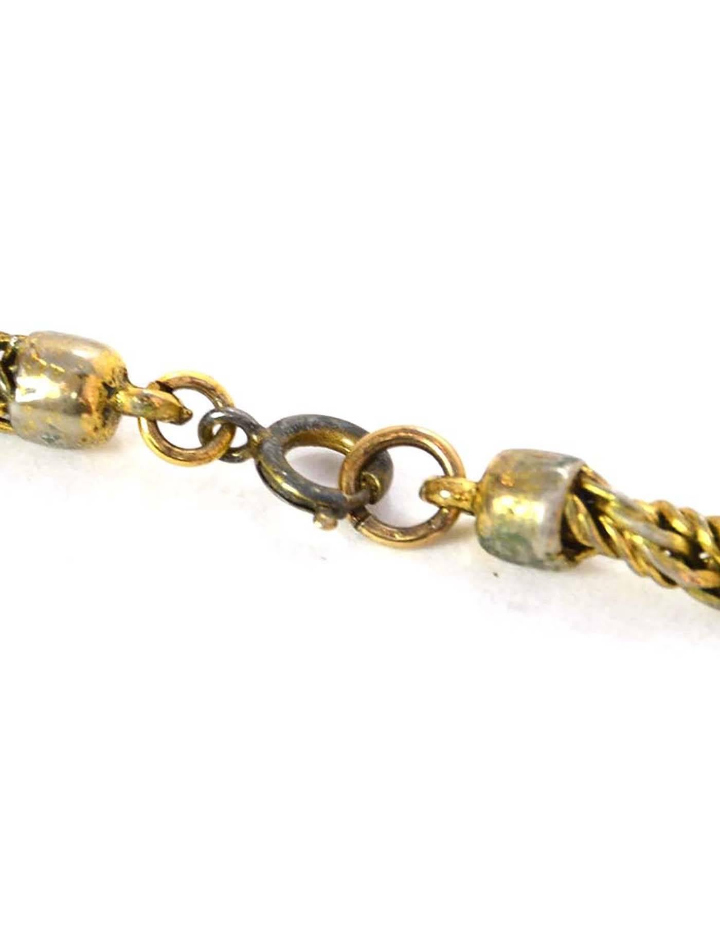 Chanel Pearl & Gold Beaded Long Chain Link Necklace In Good Condition In New York, NY