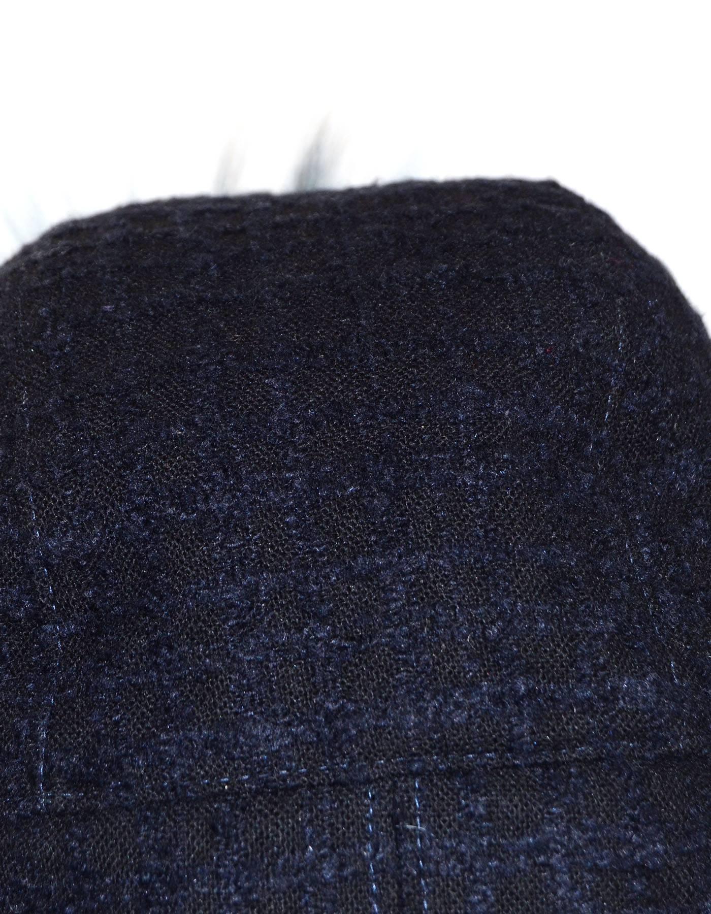 Chanel Blue Fox Fur Trapper/Aviator Hat Sz 57 In Excellent Condition In New York, NY