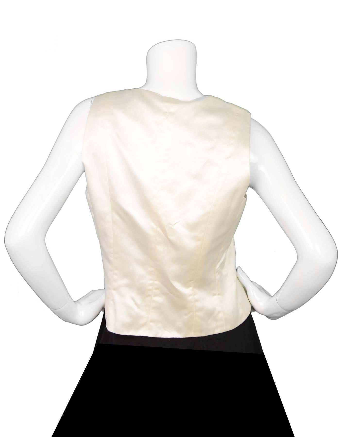 CHANEL Ivory Satin Double Breasted Vest sz FR42 In New Condition In New York, NY