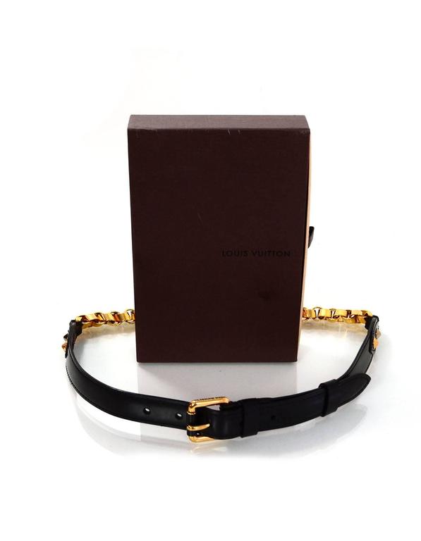 Louis Vuitton Black Leather and Goldtone Chain Belt Sz 75 at 1stdibs