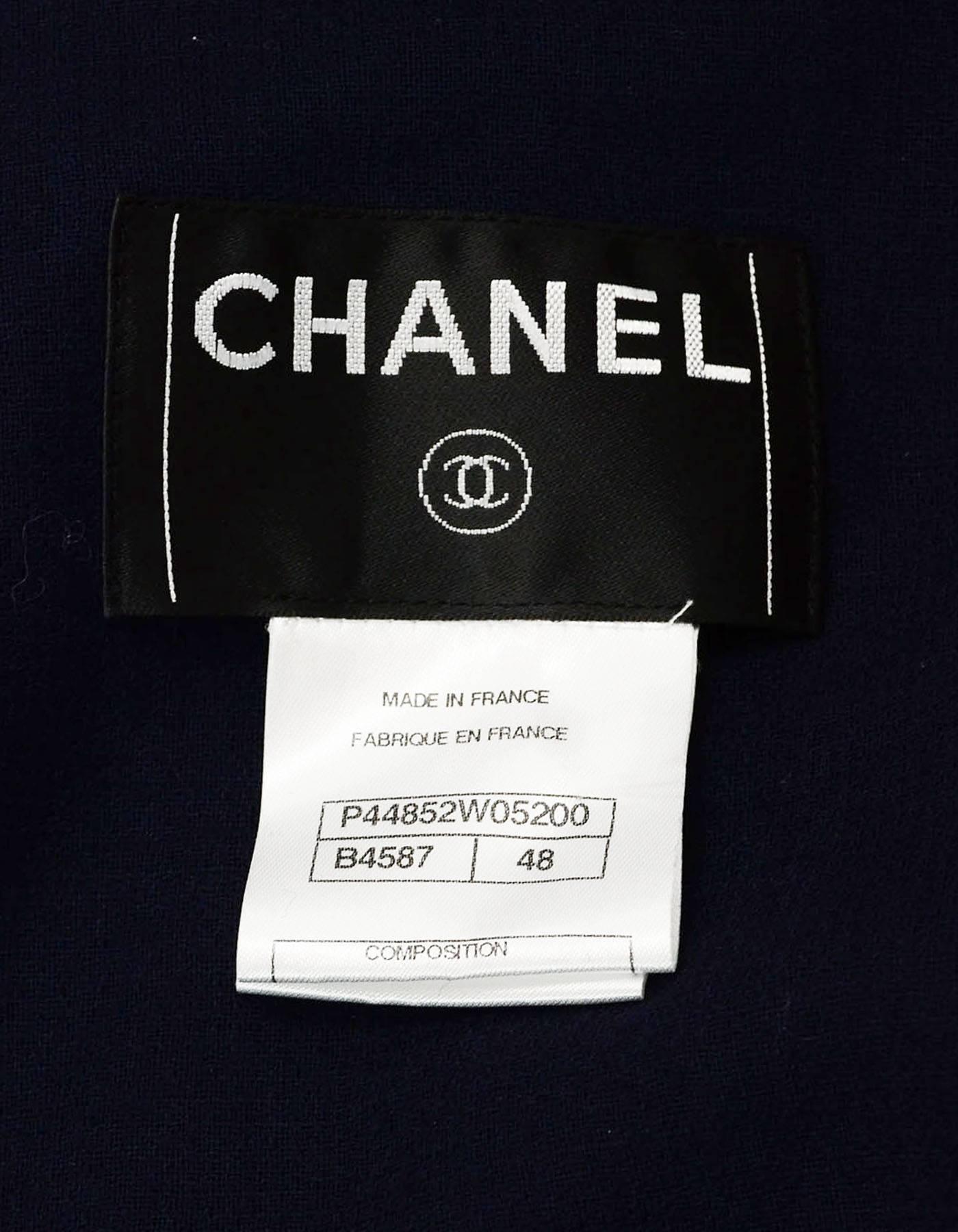 Chanel 2012 Iridescent Navy Wool Swing Jacket sz FR48 1